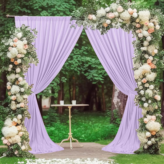 MEETSKY Lavender Backdrop Curtain for Parties Wedding Light Purple Background Curtains Backdrop Rod Pocket Drapes Fabric Decoration for Birthday Gril Party Baby Shower Photoshoot, 5ft x 10ft, 2 Panels