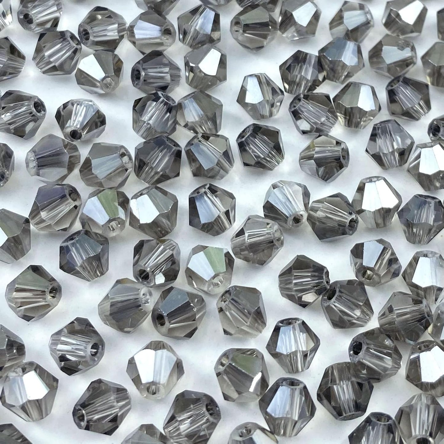 100pcs 8mm Bicone Crystal Glass Beads Loose Spacer Beads Faceted Craft Beads for Jewelry Making DIY Necklace Bracelet Earring Wind Chimes Suncatchers Ornamen(Transparent Gray)