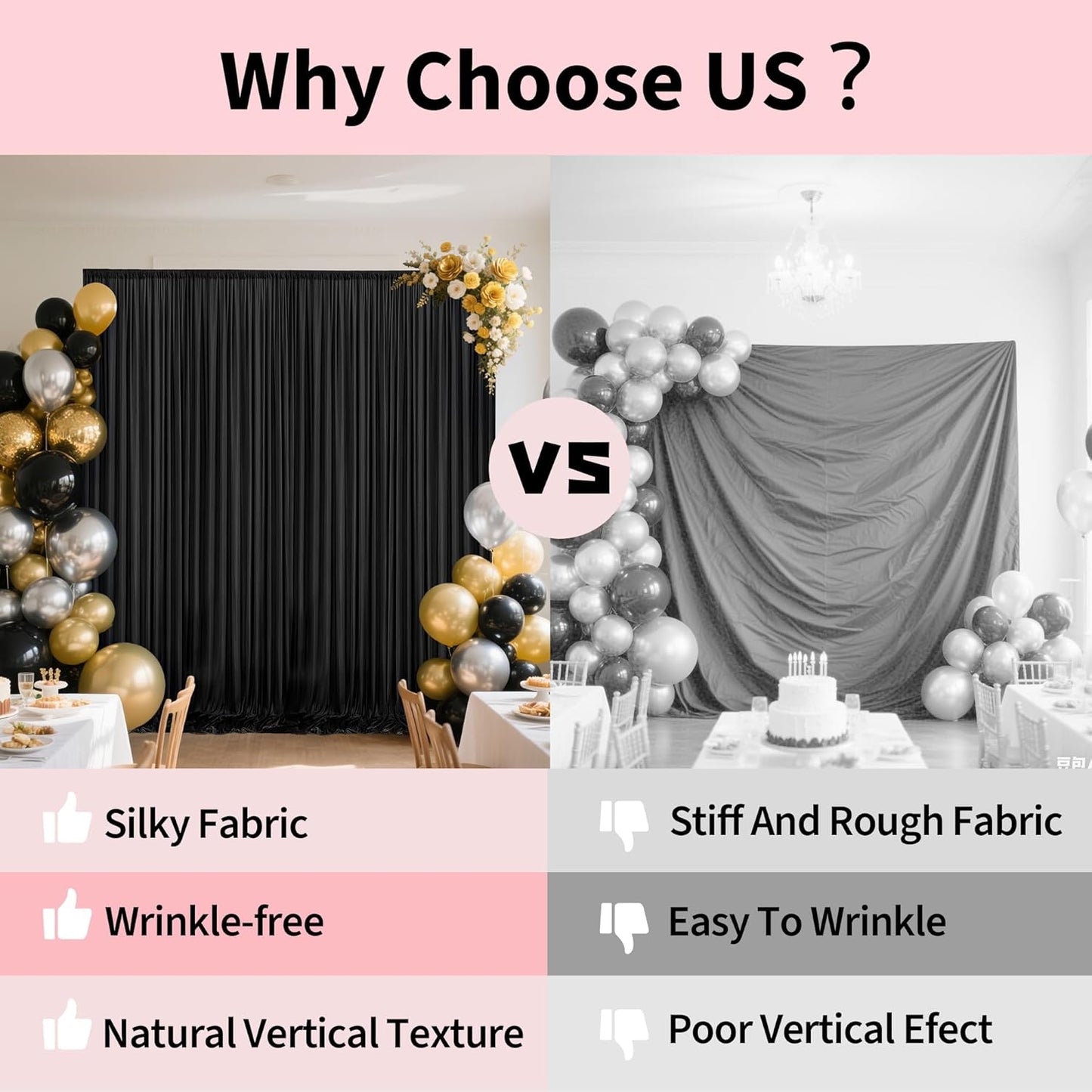 20x10ft Backdrop Curtains for Parties, 4 Panels 5x10ft Photography Backdrop Curtain with Rod Pocket,Backdrop Polyester Background Drapes,Wedding Backdrop Drapes for Birthday Baby Shower Home Decor