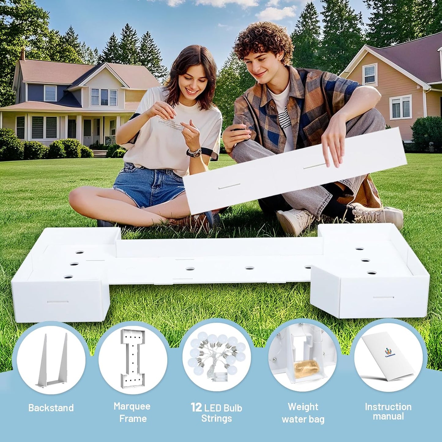 4FT Marquee Light Up Letters T,Party Decoration Large Marquee Light Up Letters with Weighted Water Bag,Pre-cut Foam Board Set Can Be Used for Birthdays,Weddings,Baby Anniversaries