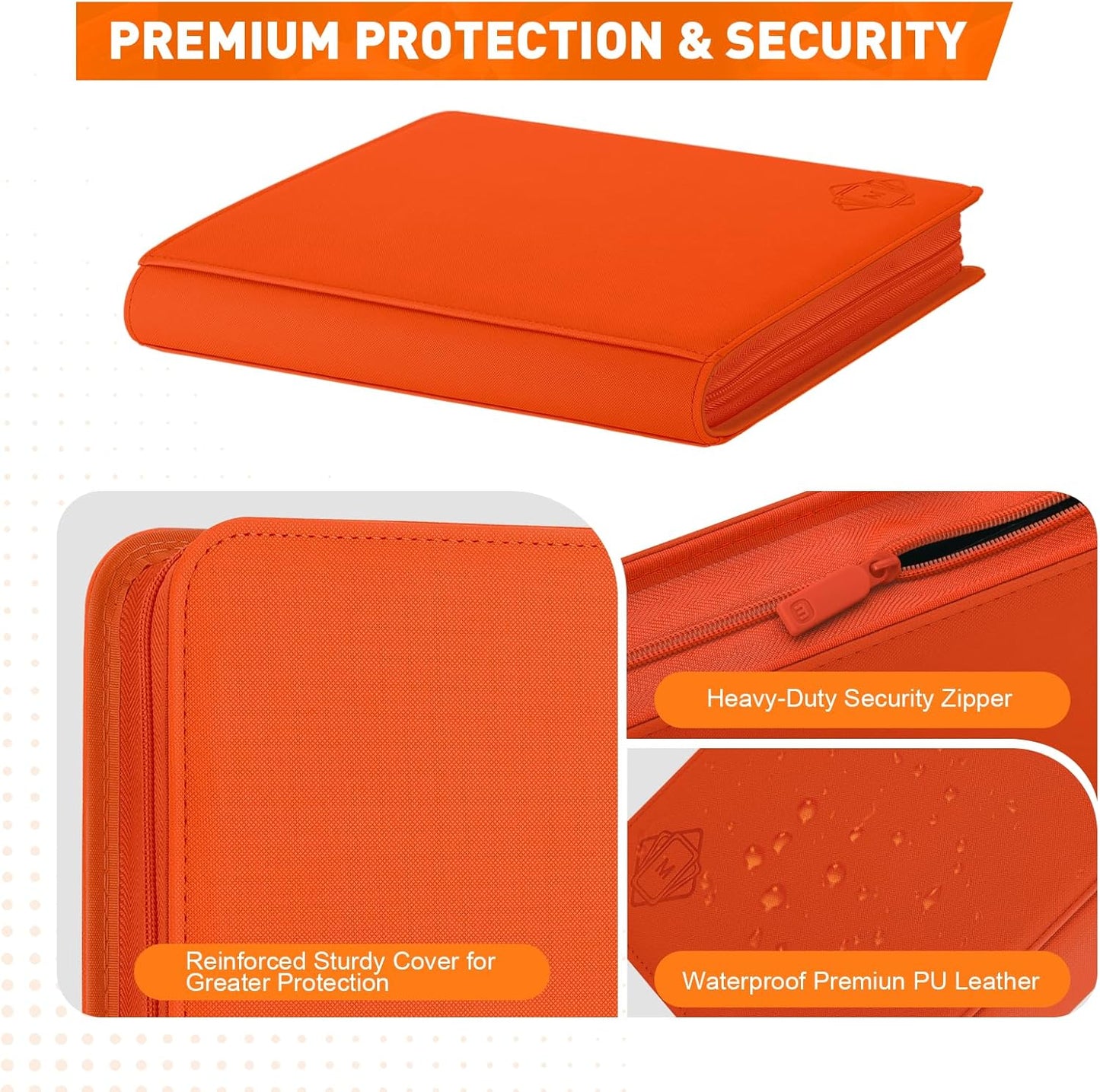 Premium Card Binder 12 Pocket for 720 Pockets Trading Card Binder, PU Zipper Card Collection Album, Sturdy Side-Loading Card Book Holder for MTG, TCG, Game Cards, Sports Cards