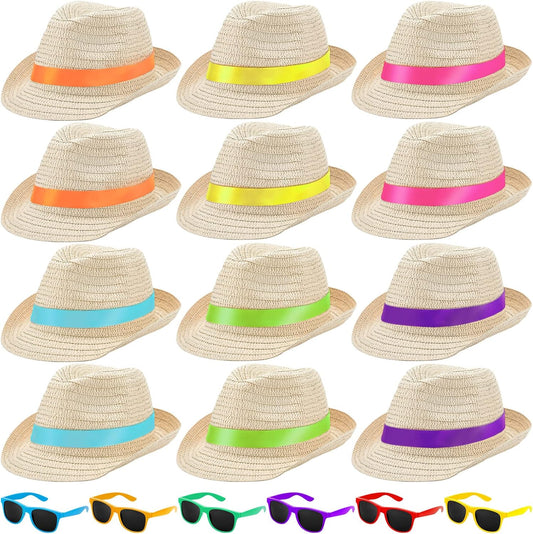 Newcotte Straw Hats, Havana Cubans with Sunglass Hawaiian, Birthday Party Supplies