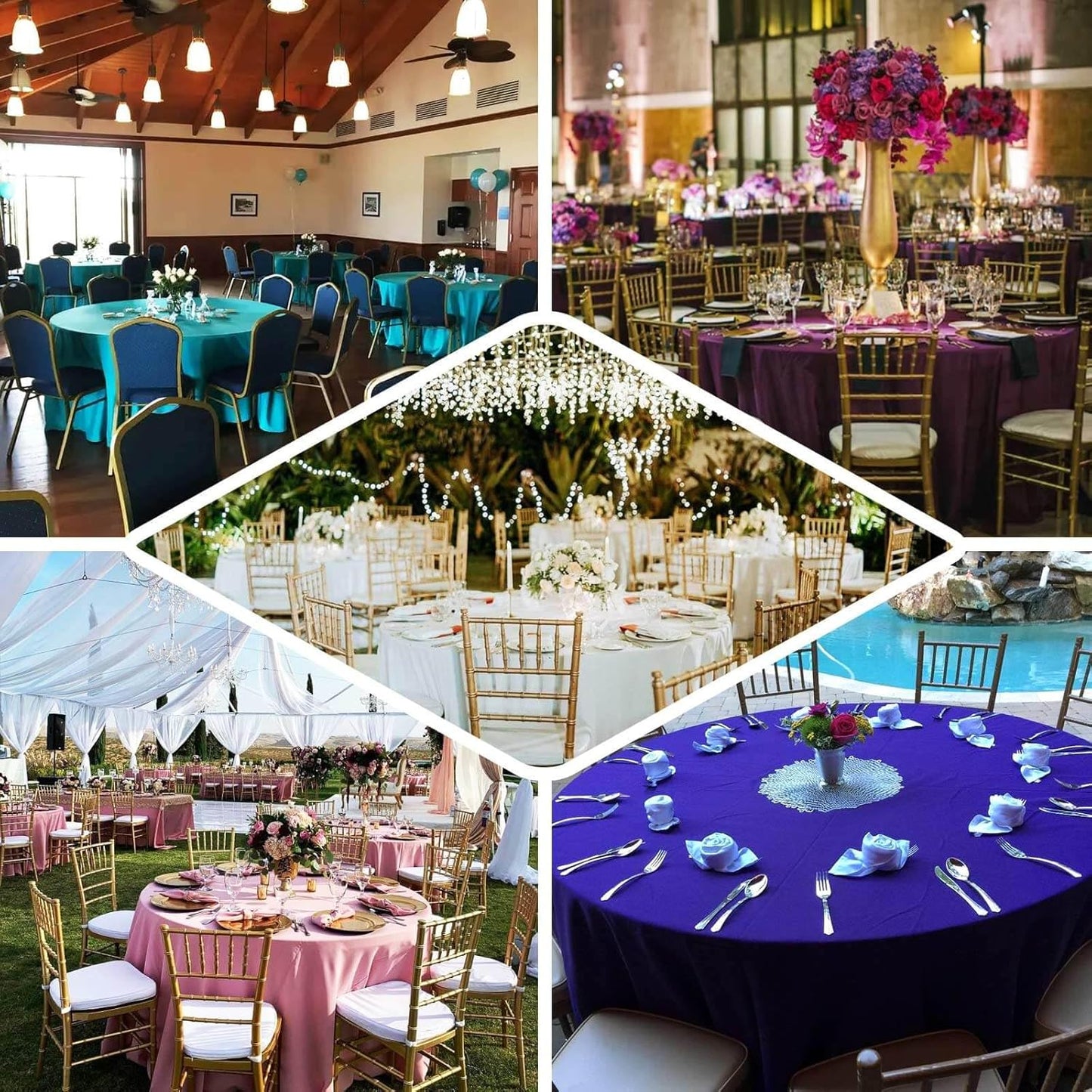 Efavormart Round Tablecloth, 132 Inch Stain & Wrinkle Resistant Washable Table Cloth, Decorative Polyester Fabric Table Cover for Banquet, Wedding, Dining- Terracotta