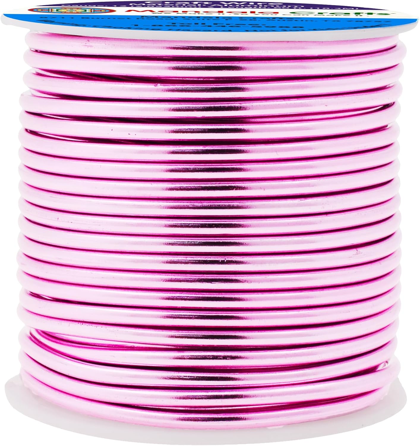 Mandala Crafts 12 Gauge Anodized Aluminum Craft Wire for Jewelry Making - 60 FT Colored Flexible Pink Wire - Bendable for Bonsai Armature Crafting Sculpting