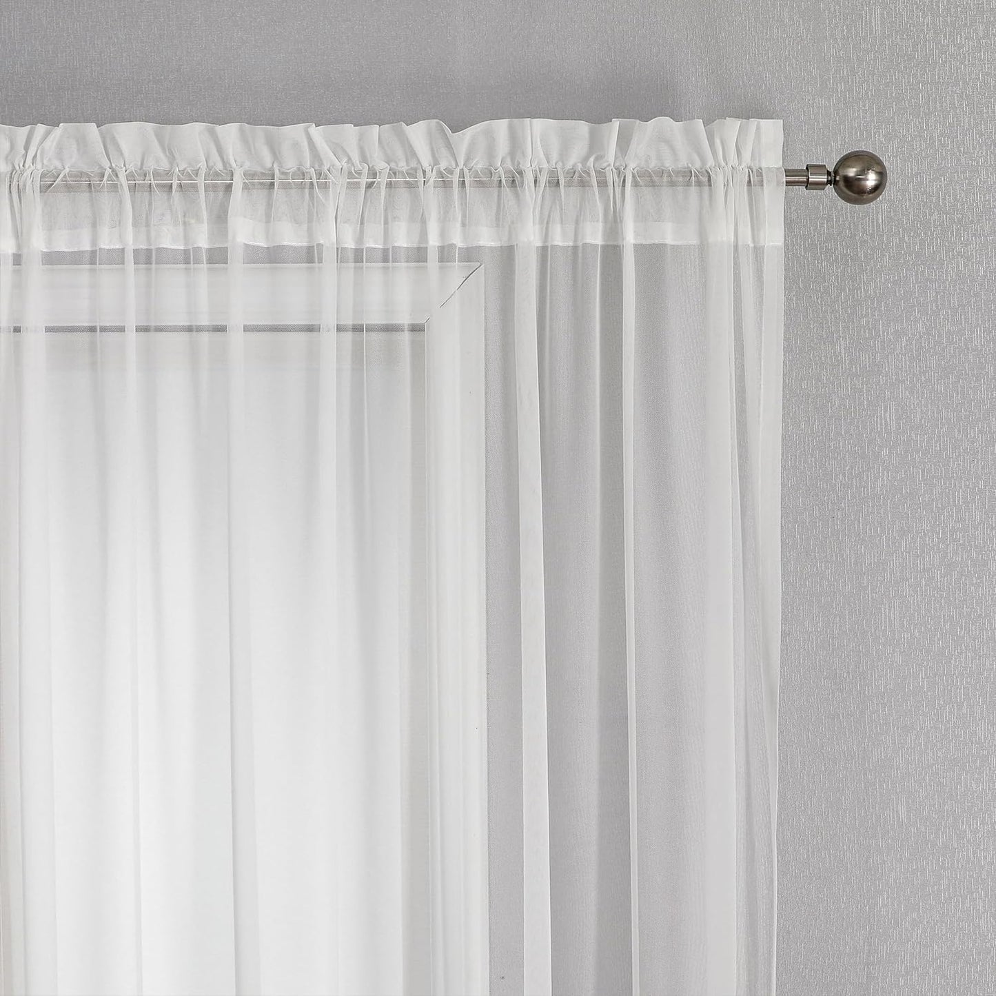 VISIONTEX White Sheer Voile Curtains, Decorative White Embossed Drip Rod Pocket Window Drapes for Home Kitchen, Living Room and Bedroom 54 x 63 Inch, Set of 2 Curtain Panels