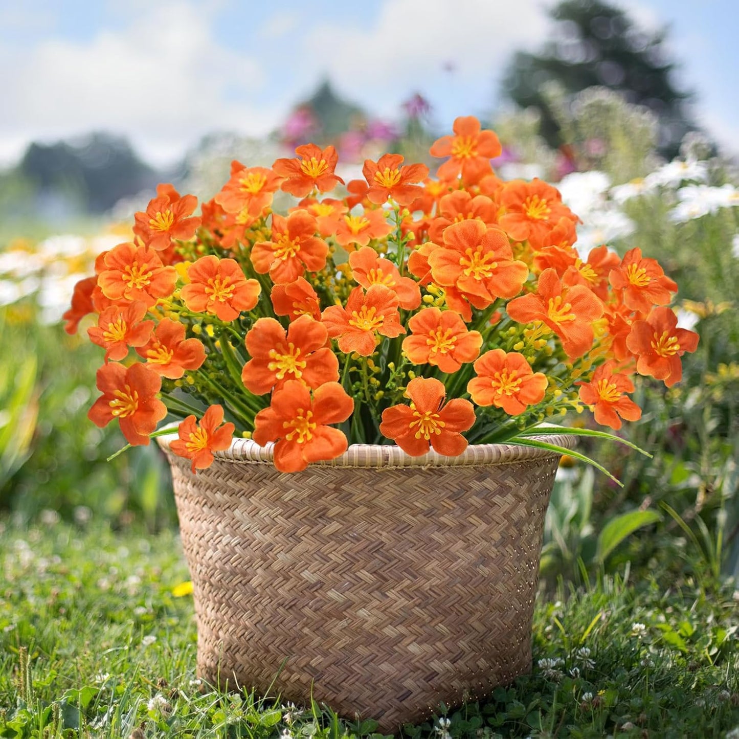 16 Pcs Artificial Fall Flowers for Outdoors, UV Resistant Outdoor Fall Fake Flowers Plants Fuax Fall Shrubs for Autumn Home Garden Porch Window Box Thanksgiving Fall Outdoor Decor