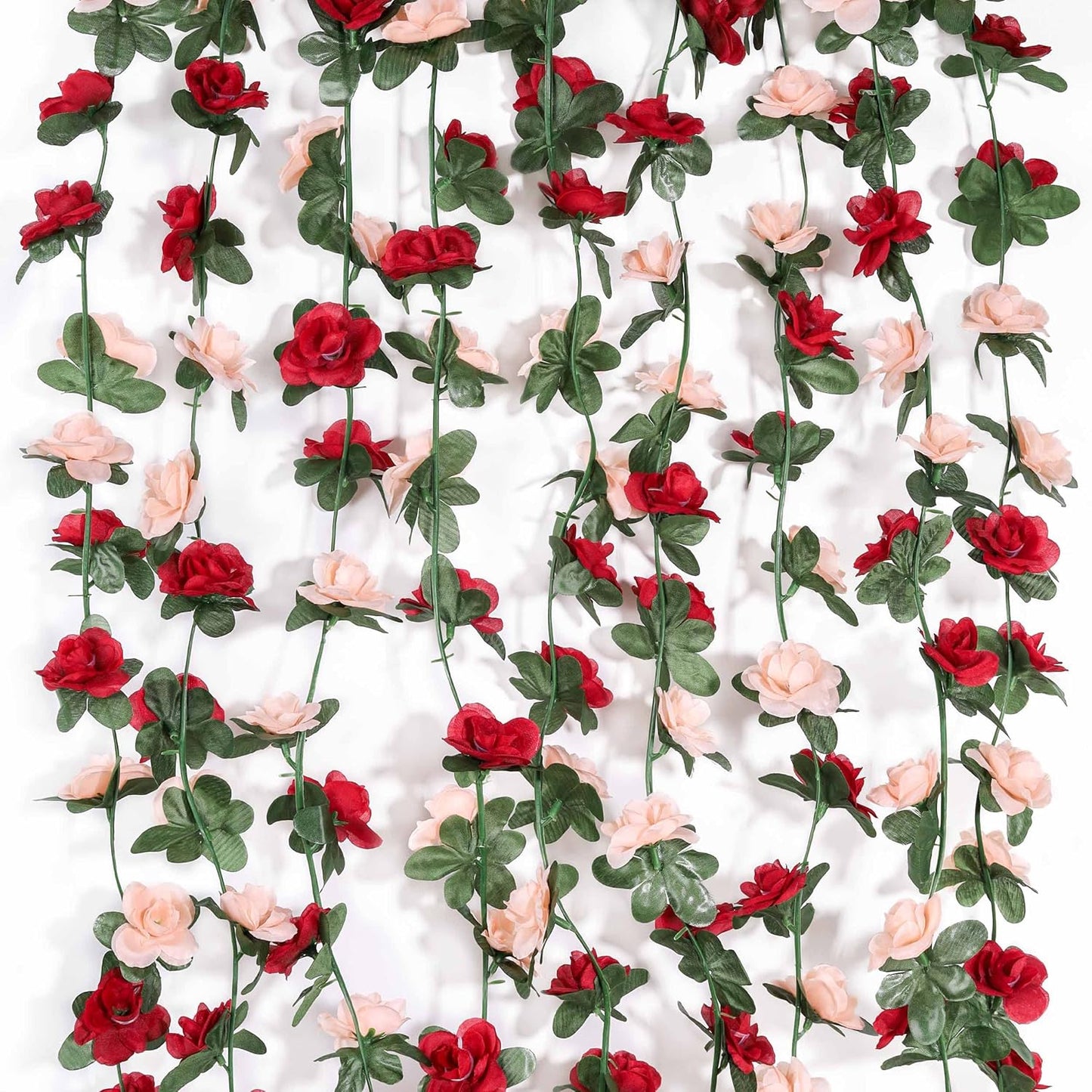Miracliy 5 Pack 47 FT Fake Rose Vine Flowers Plants Artificial Flower Hanging Rose Ivy Home Hotel Office Wedding Party Garden Craft Art Déco