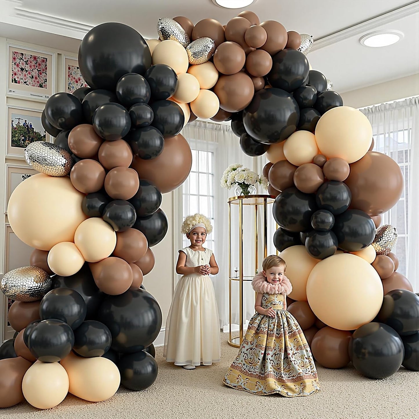 412Pcs Brown Black Nude Balloon Garland Arch Kit, 18 12 10 5 inch Different Size Latex Balloons for Boy First Rodeo Wild West Country Birthday Farm Fiesta Party Decorations