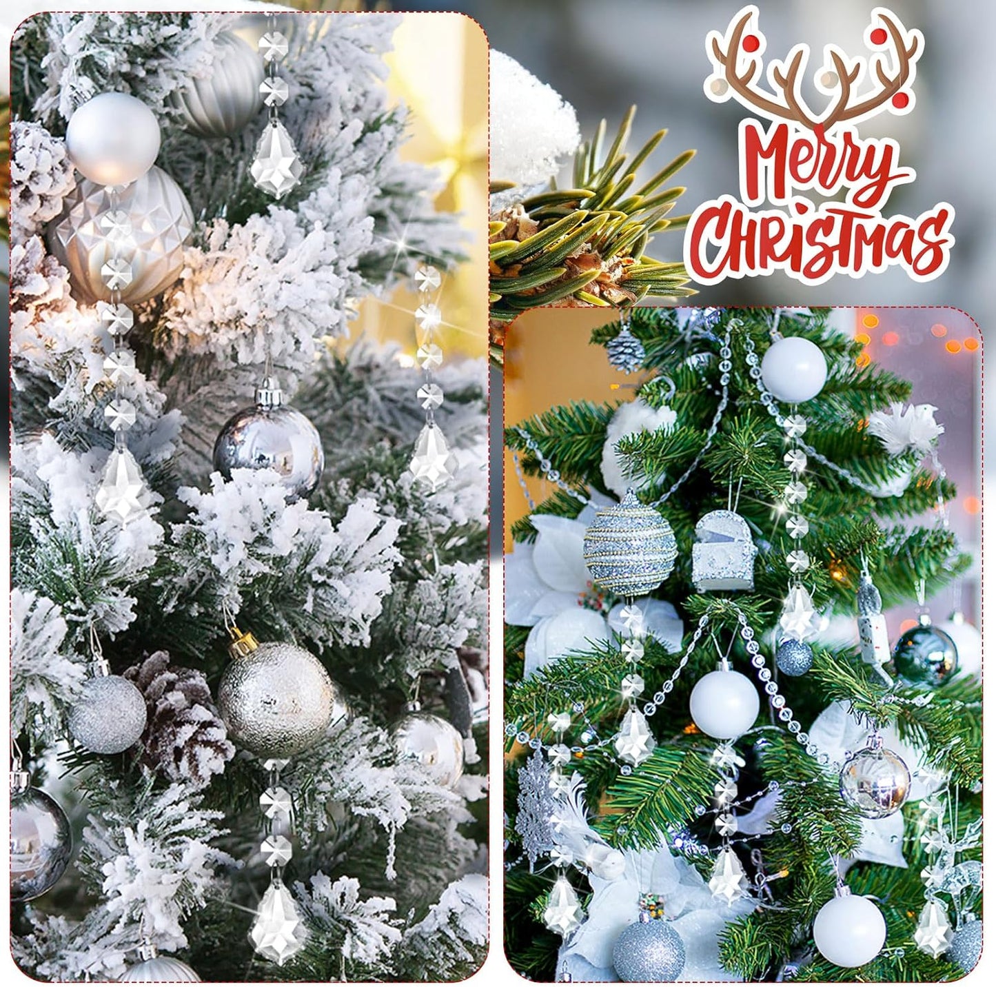 Nuenen 100 Pcs Acrylic Hanging Crystals for Centerpieces Chandelier Clear Crystal Garland Strands Ornament Acrylic Clear Beads Prisms Pendant for Christmas Tree Window Home Decoration(Maple Leaf)