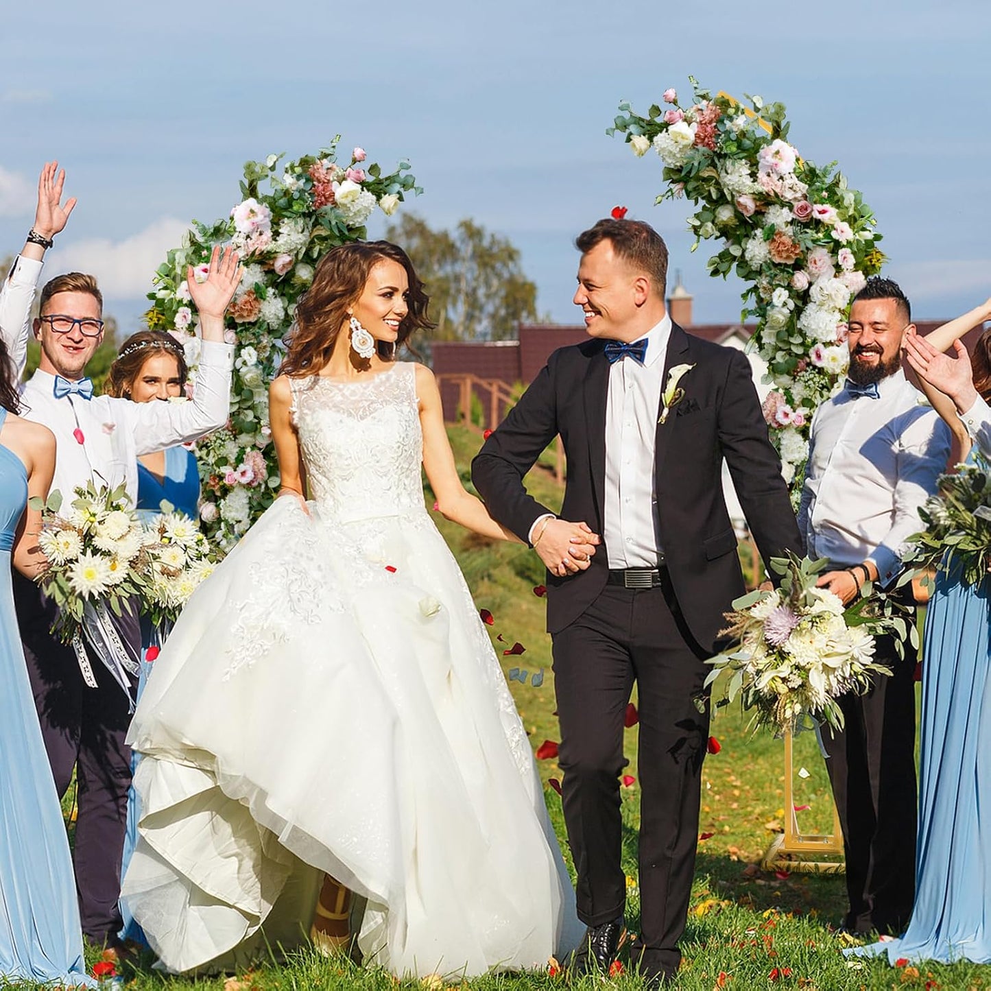 Wedding Arch Stand - 2pcs Large 5.9&6.9Ft Balloon floral Arch Stand Half Arch Flower Frame Photography Backdrop stand, Metal Heavy Firm Base for Bridal &Ceremony Baby Shower Birthday Party Decor,White