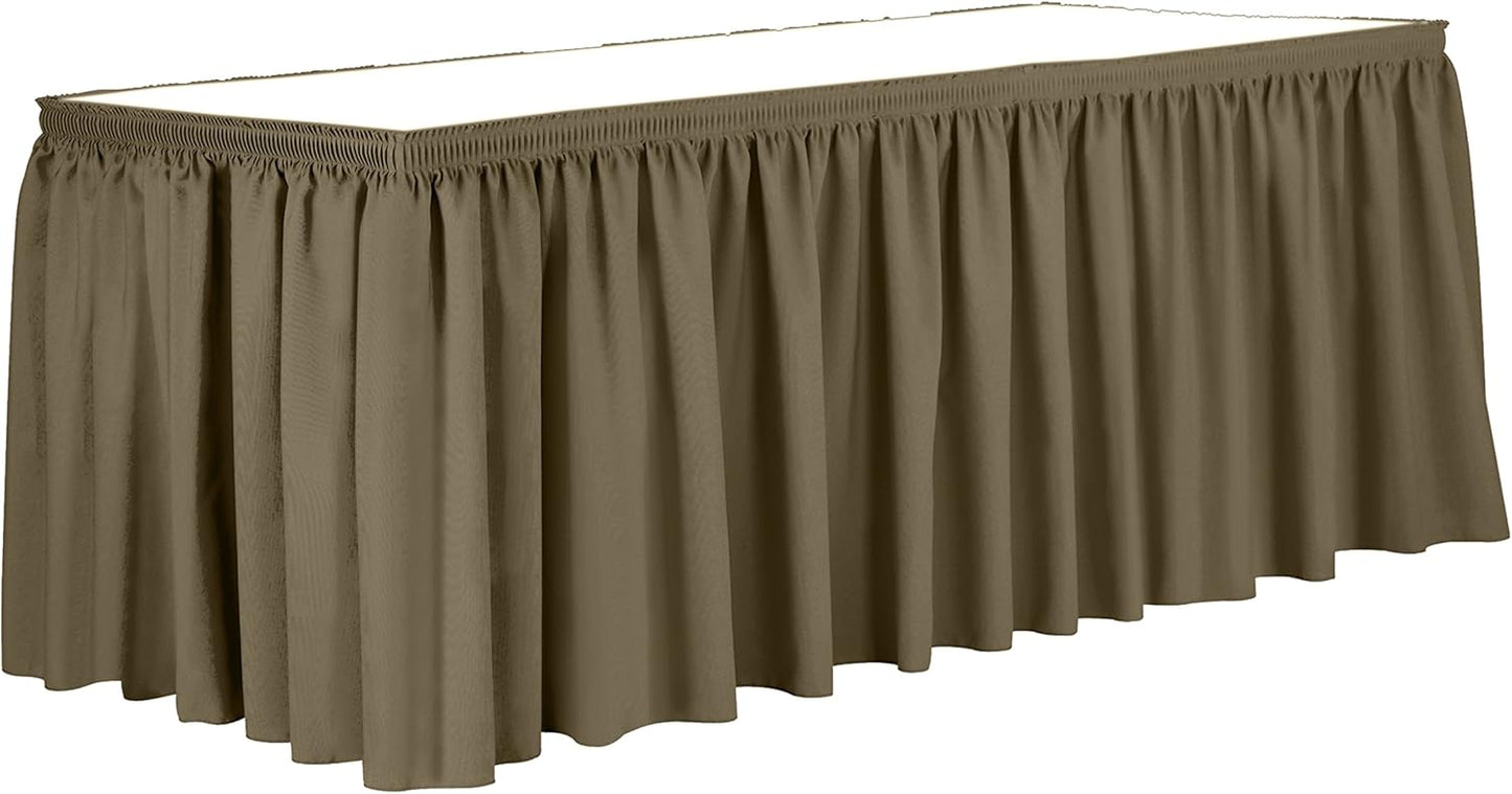 Ultimate Textile Pleat Polyester Fabric Table Skirt - Machine Washable Flame Resistant with Clips for Events, Weddings & Trade Shows, Cut & Sewn in Paterson, NJ - Cafe, 17' Shirred Pleat