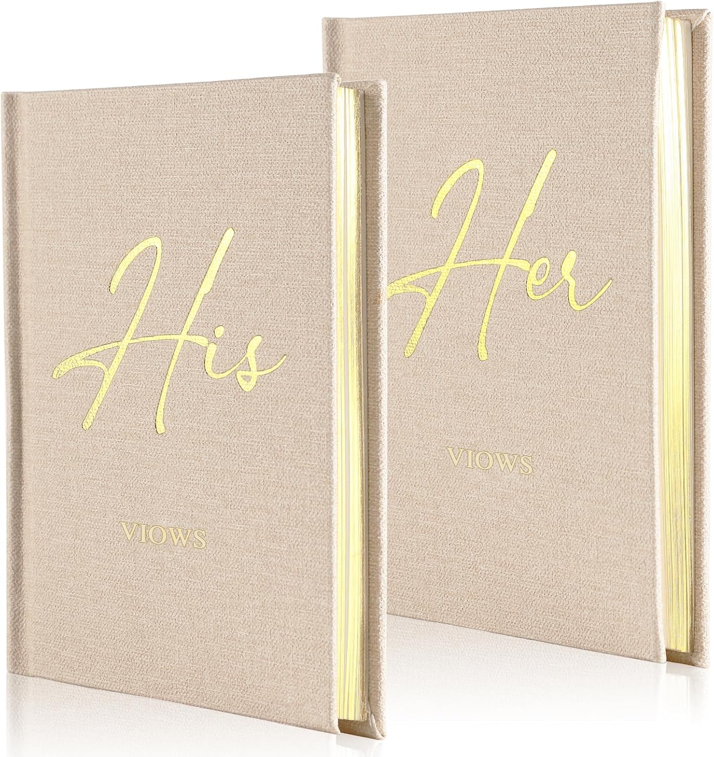 Wedding Vow Books His and Hers - 2 Pack Personalized His & Hers Book - Linen Hardcover Bride and Groom Notebook for Ceremony Vows - Bookmark & Lined Pages - Renewal & Wedding Must Haves