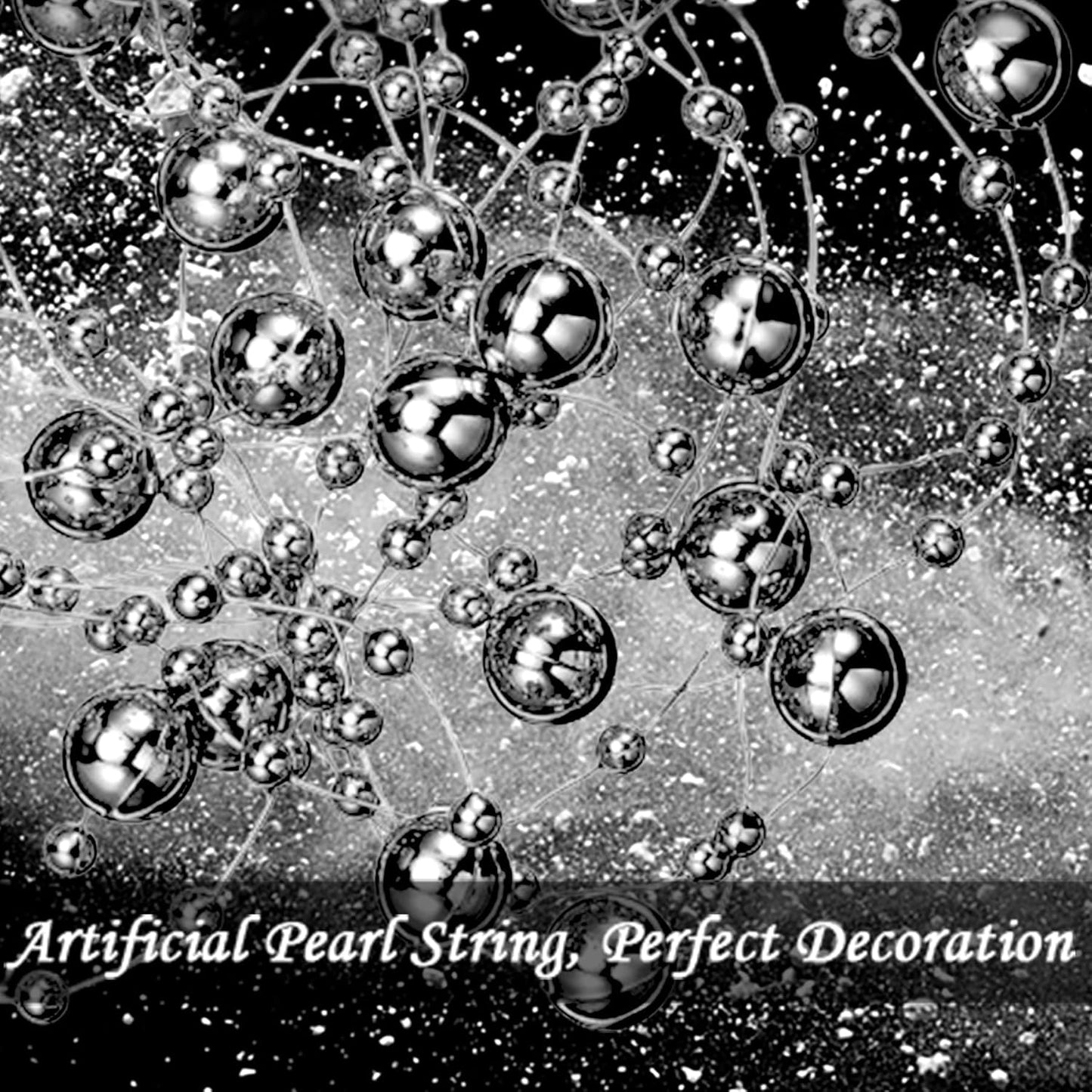 50 PCS Artificial Pearl String Beads - 10+5mm Black Floating Beads for Centerpieces, Vase Fillers, Wedding, Birthday Party, and Candle Decor