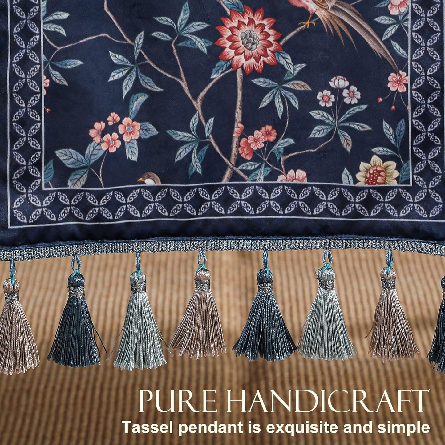 patdrea Vintage Chinoiserie Floral Table Runner Farmhouse for Home Kitchen Dining Decor Parties Family Dinners 12"*102"