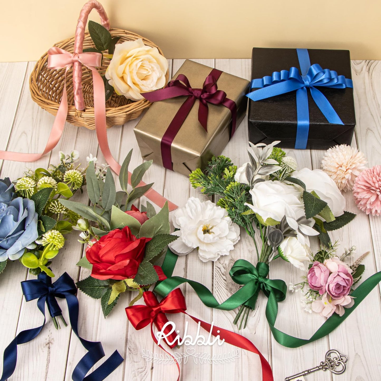 Ribbli Royal Blue Satin Ribbon 5/8 inch x Continuous 25 Yards,Double Faced Satin Use for Craft, Gift Wrapping, Christmas Ornaments, Hair Bows, Bouquet Bows