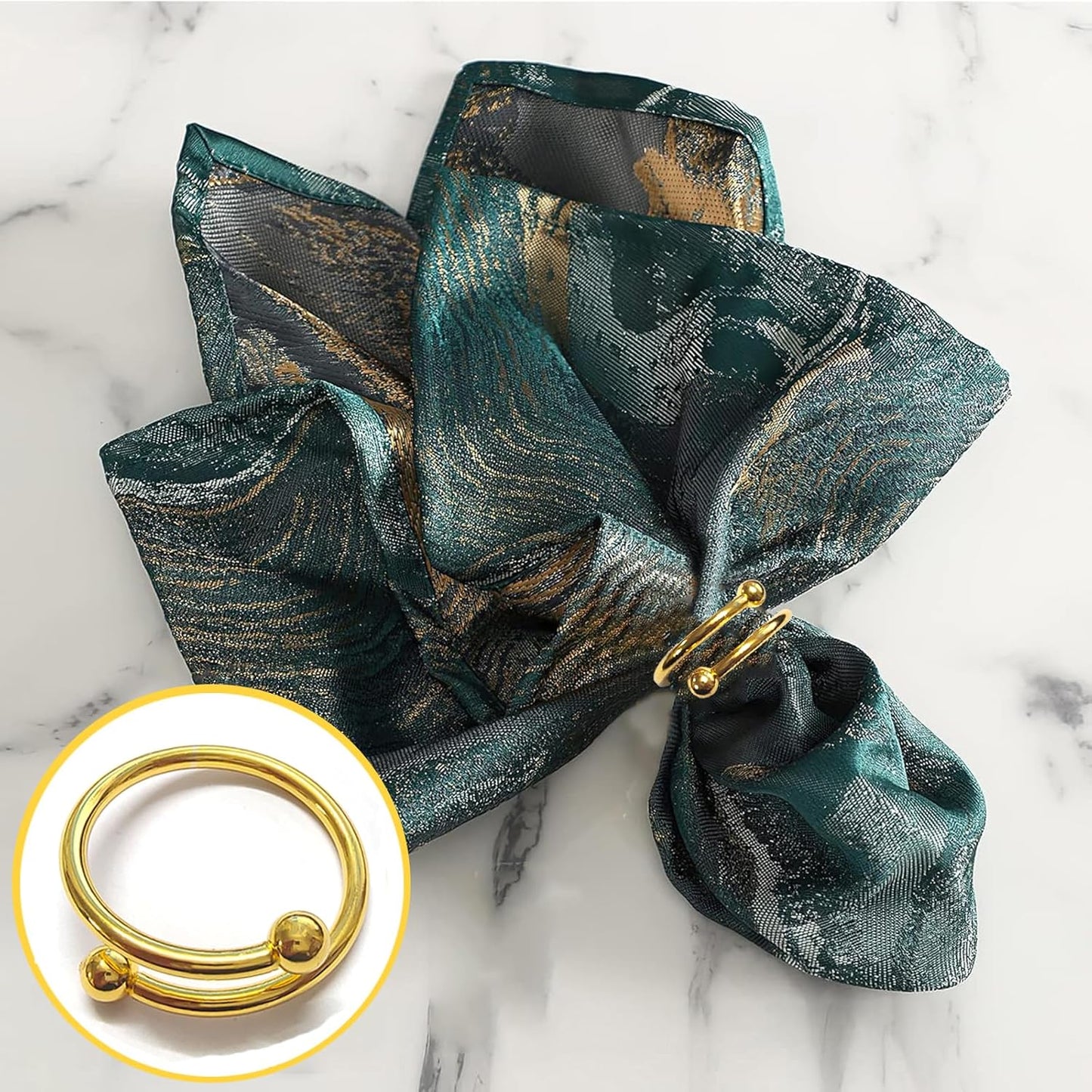 8 Pcs Gold Napkin Rings - Round Napkin Ring,Stainless Steel Napkin Rings,Metal Napkin Ring for Table Settings Wedding Christmas Party Dinner Table(Spring Type)