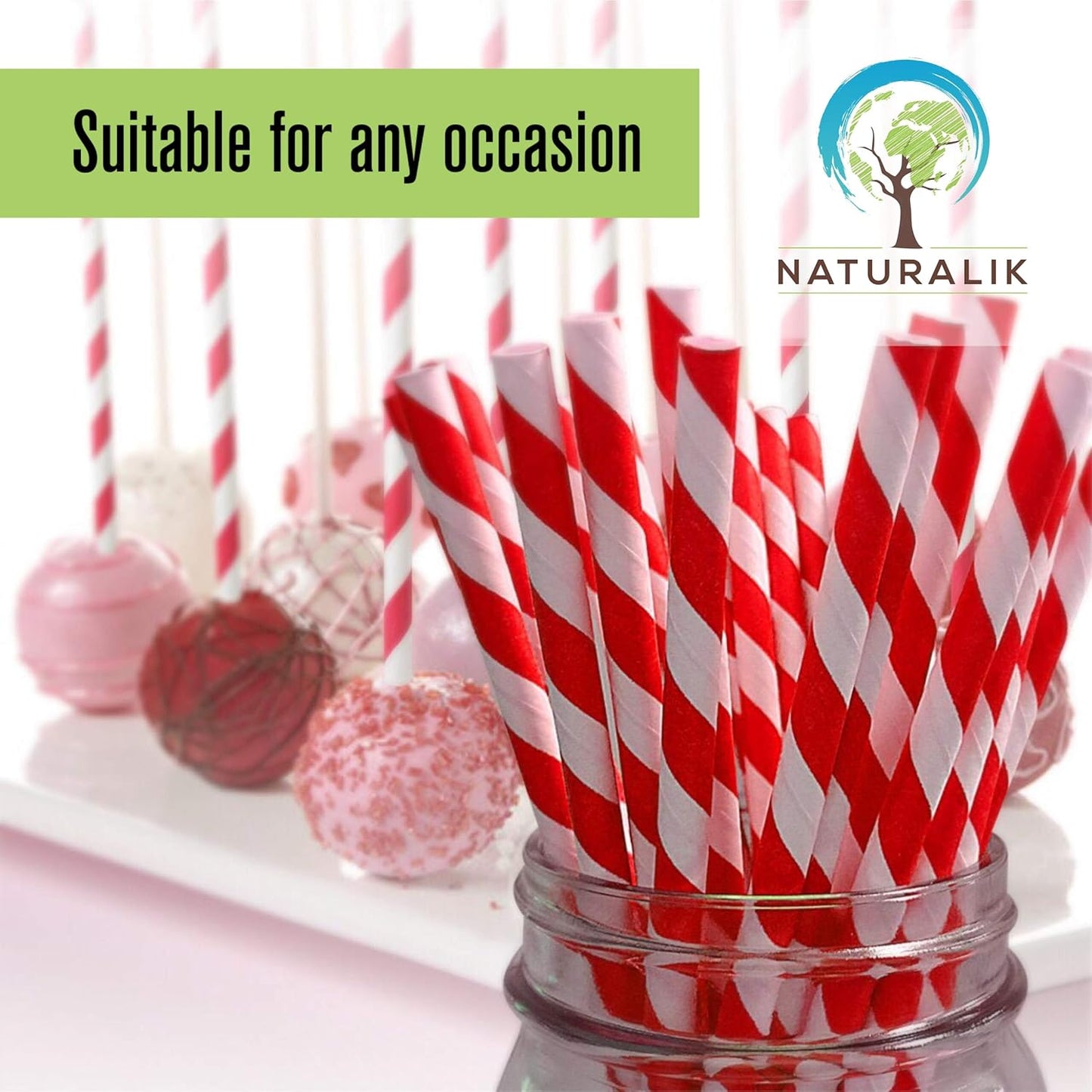 300 Pack Extra Durable Red Paper Straws Biodegradable- Heavy Duty Eco-Friendly Paper Straws Bulk- Drinking Straws for Juices, Restaurants and Party supplies, 7.7" (Red, 300ct)