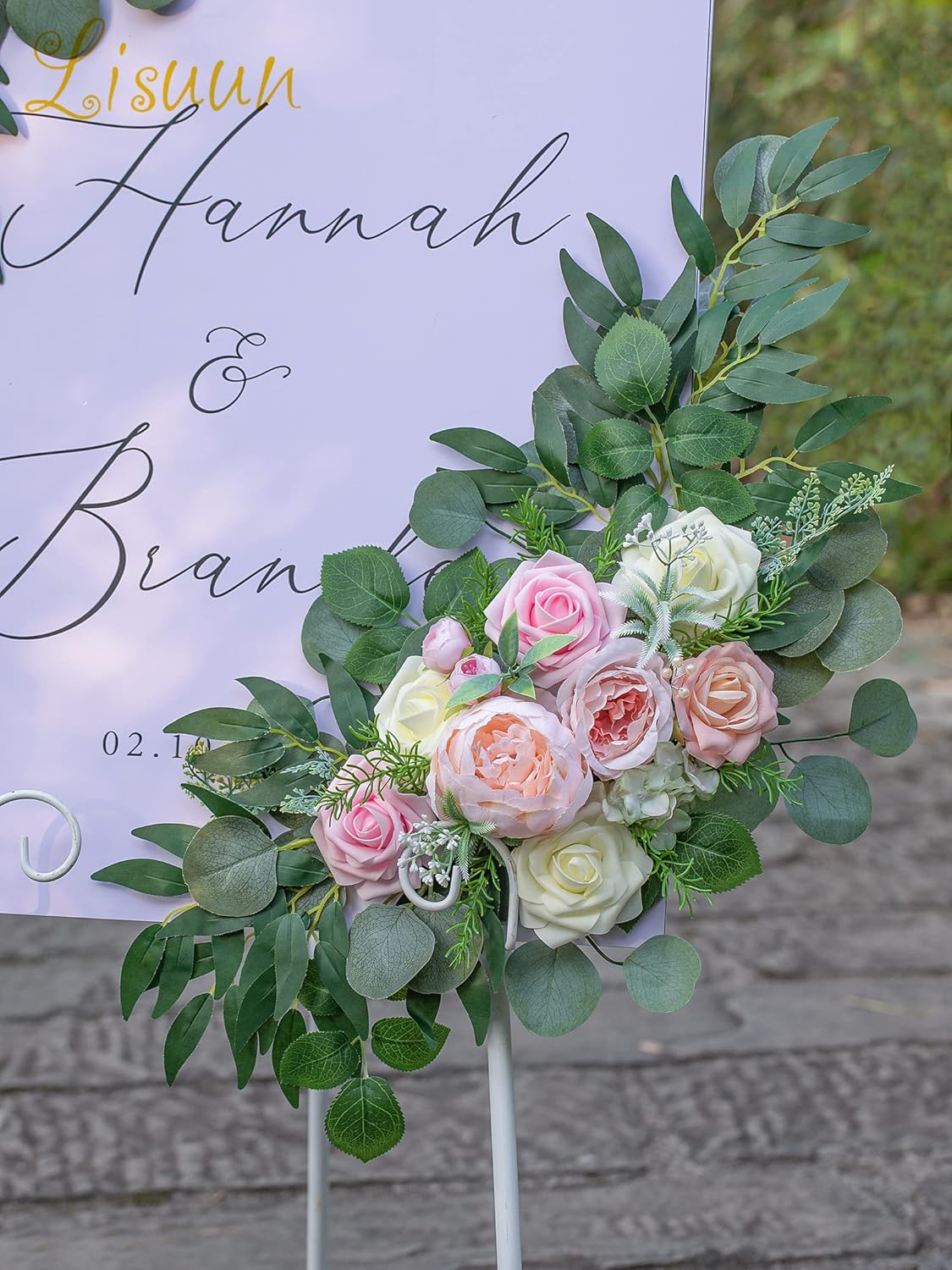 Wedding Arch Flowers, Artificial Flowers for Reception Backdrop and Welcome Ceremony Sign, Large Flower Swag for Beautiful Dream Wedding Ceremony Floral Decor - Pack of 2