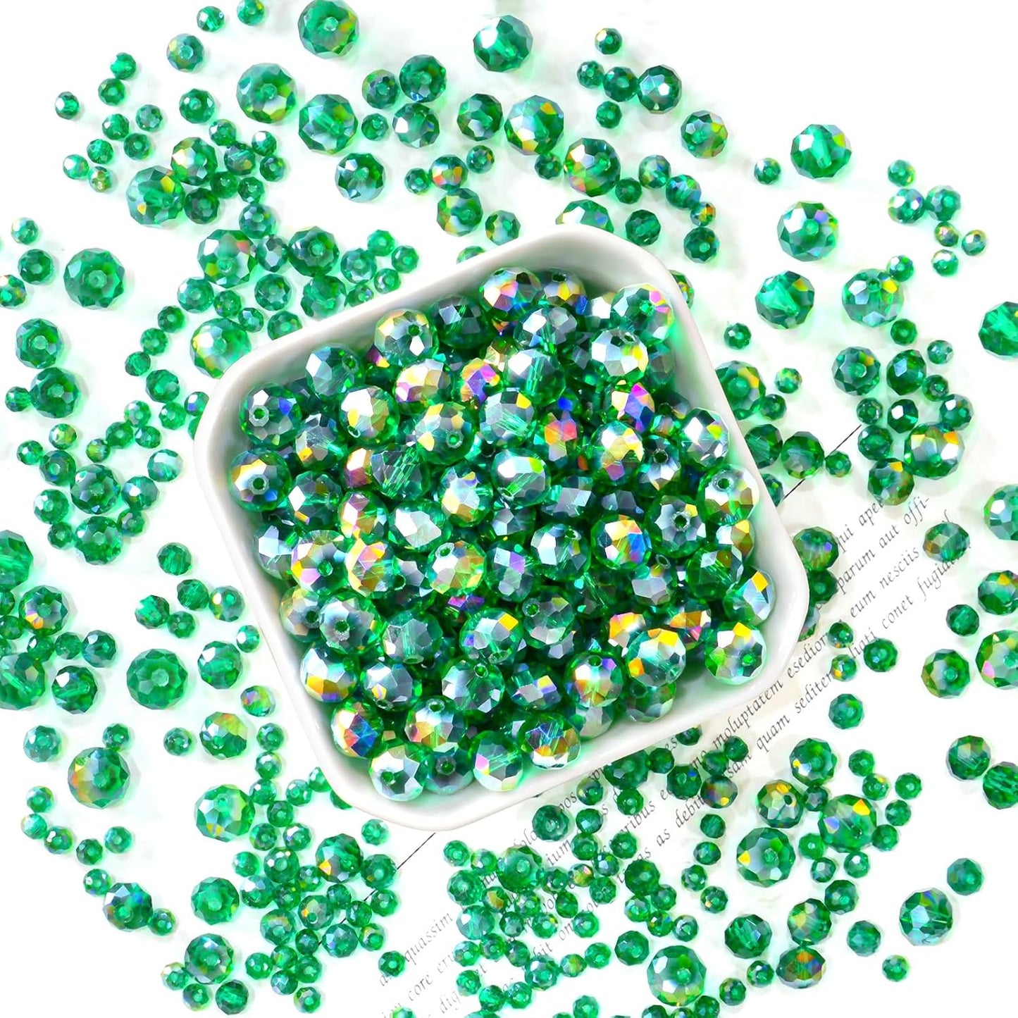 460Pcs 8mm Crystal Glass Beads for Jewelry Making Beads for Bracelets Necklace Pendants Making Supplies(Malachite Green)