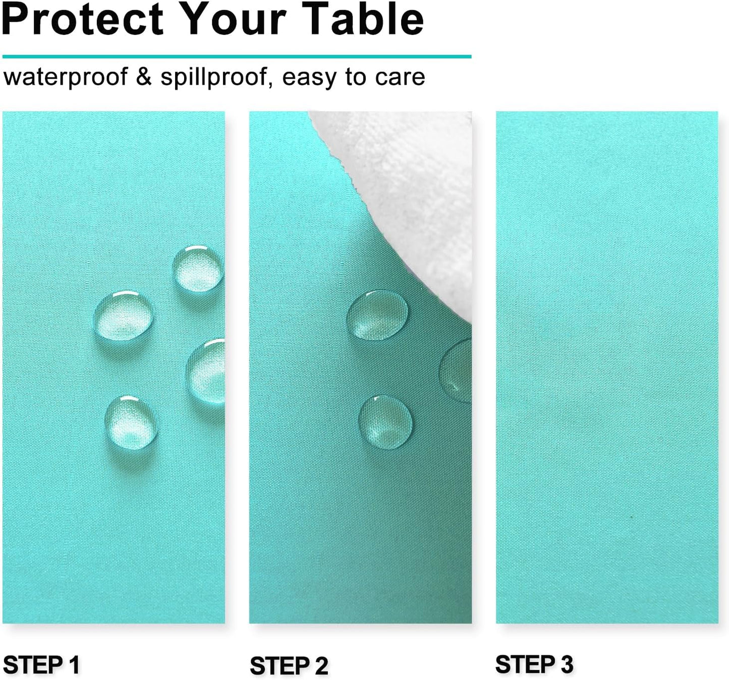 Hiasan Light Blue Rectangle Tablecloth - Waterproof and Spillproof Washable Fabric Table Cloth for Dining Room Kitchen Party and Outdoor, 60 x 84 Inch