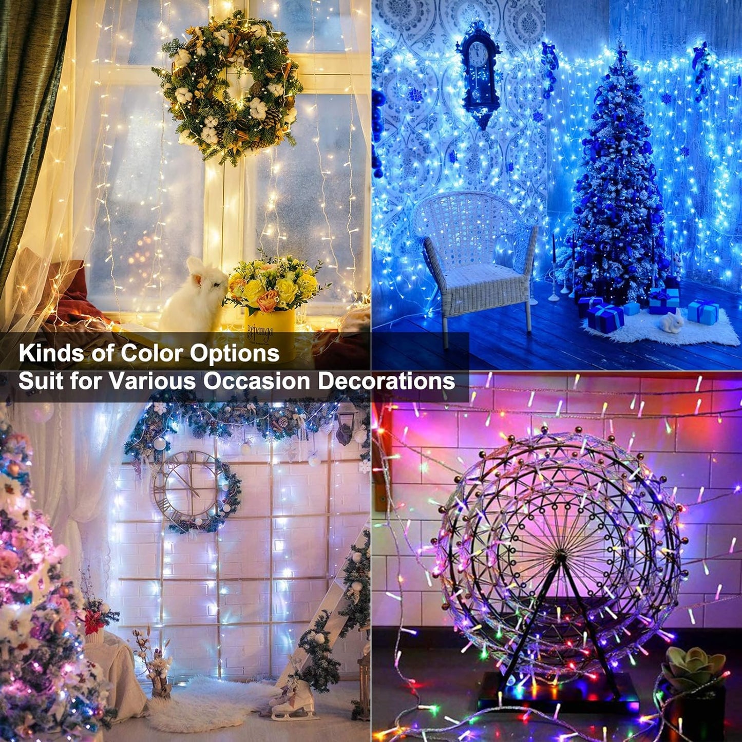 BrizLabs RGB String Lights, Color Changing Orange Purple Halloween Lights, 100 LED 33ft USB Christmas Light Dimmable with Remote, Mini Christmas Light String Clear Wire for Halloween Xmas Thanksgiving