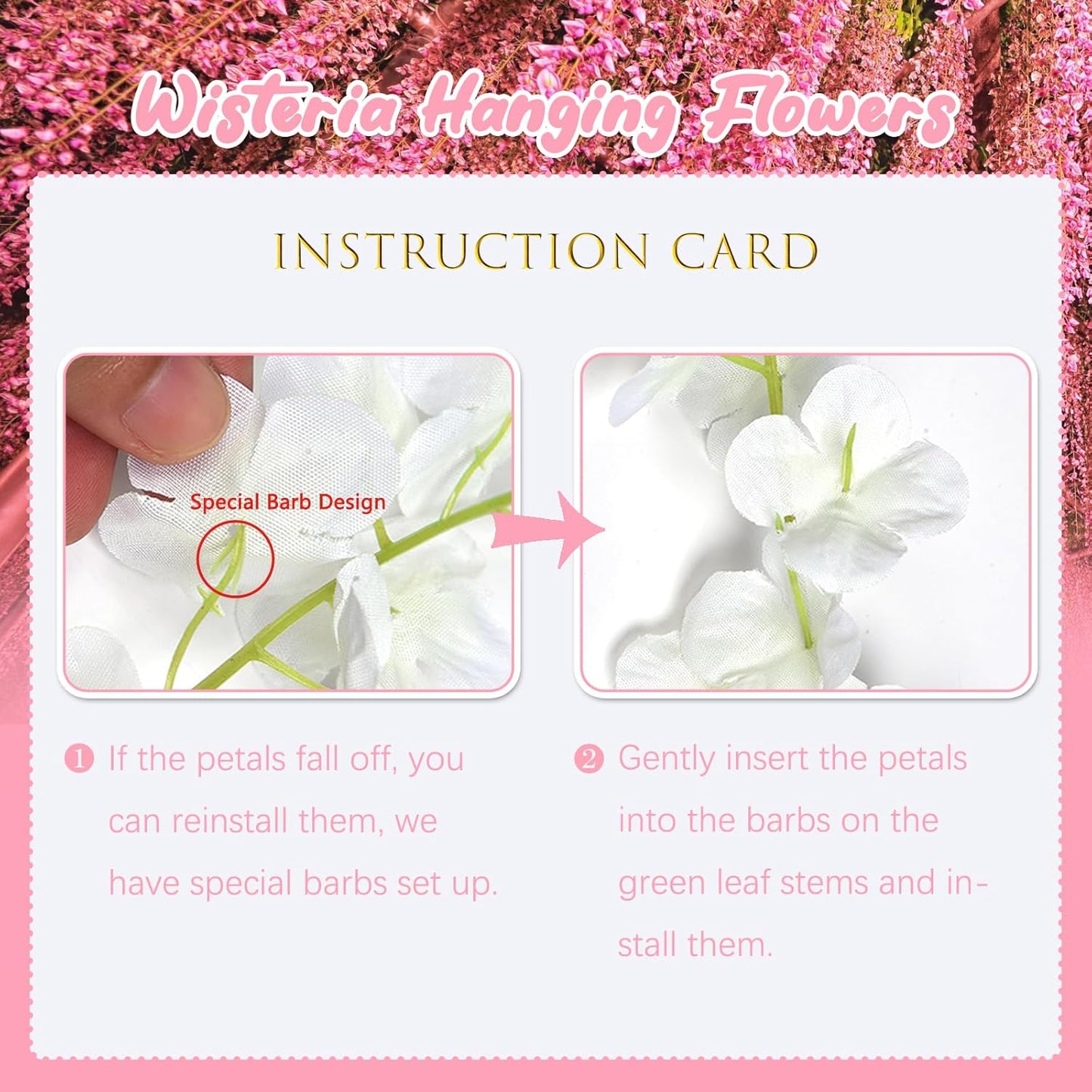 12 Pack Dark Pink Wisteria Hanging Flowers, 3.44 Ft Fake Hanging Flowers, Artificial Wisteria Garland Vines for Wedding Room Backdrop Outdoor Patio Garden Decoration