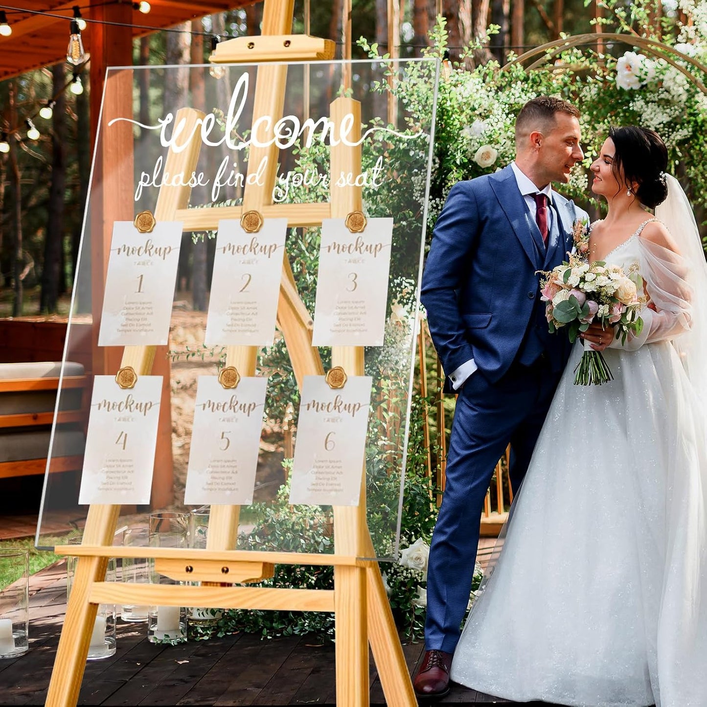 24x18 Inch Wedding Seating Chart Board Display with 15 Rose Wax Seal Stickers for Reception | Acrylic Welcome Please Find Your Seat Table Seating Chart Board Wedding Sign Display Decor