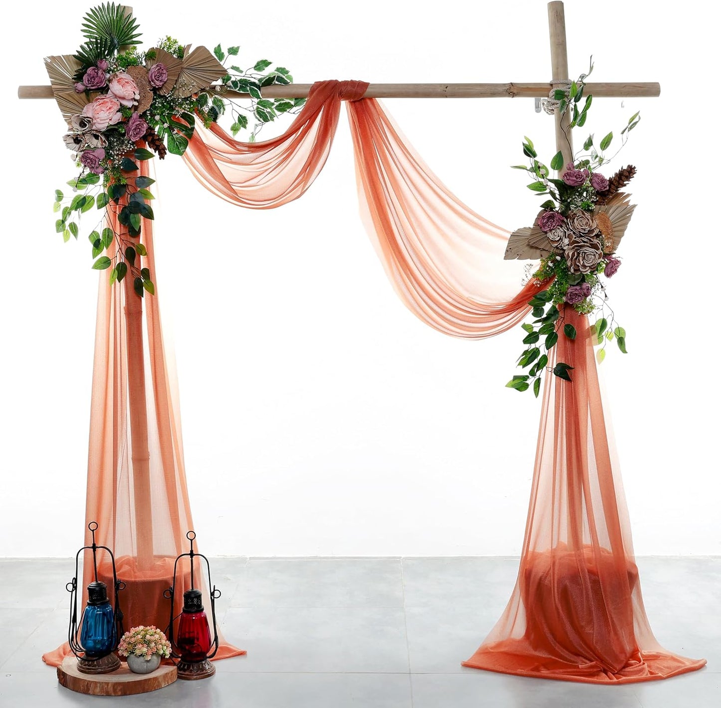 VDS Pack of 1 Panel (30 Inch X 20 Feet) Wedding Arch Draping Fabric Sheer Chiffon Fabric Drapery for Wedding Ceremony Reception Swag Backdrop Canopy Chuppah ARBO Altars Decoration (Terracotta)