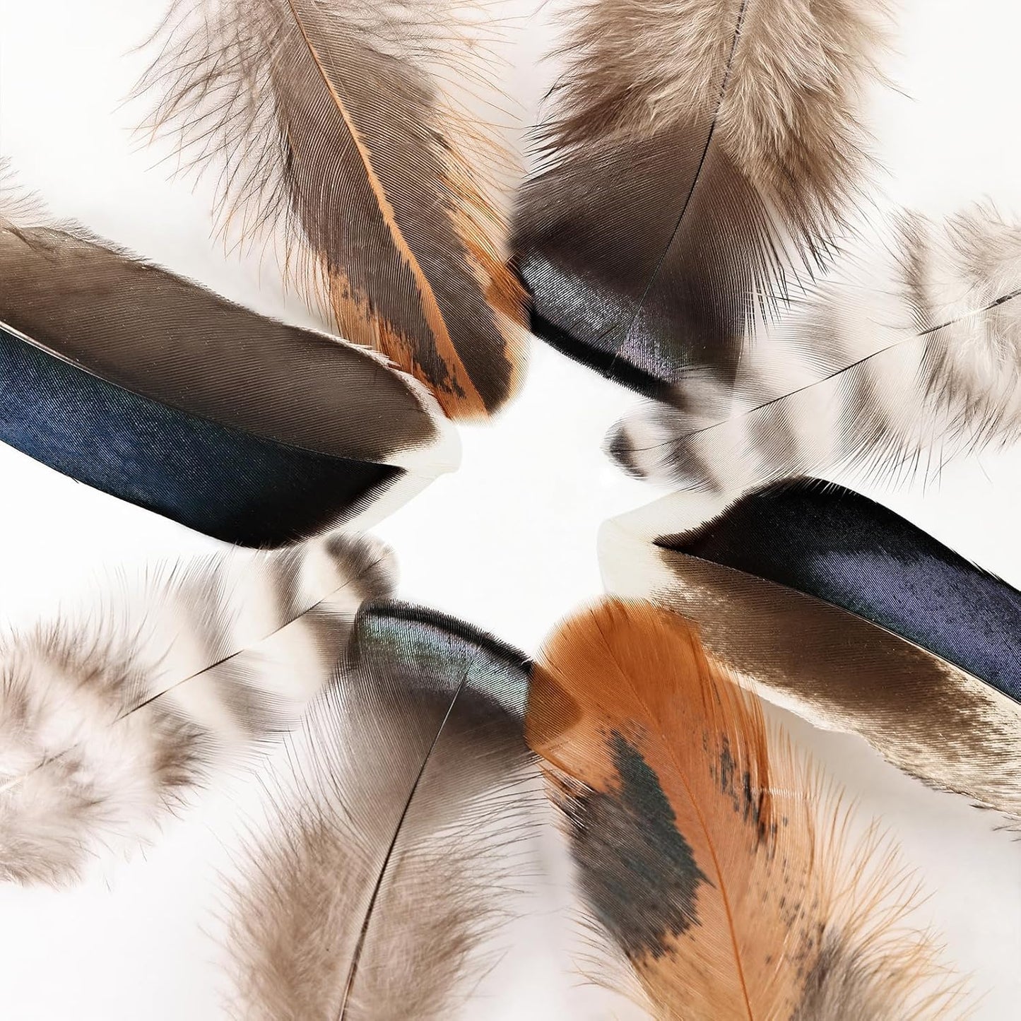 MAOFENG 120pcs 7 Styles Natural Bulk Feathers Assorted Mixed Feathers for DIY Crafts Dream Catcher Wedding Hair Hats Decoration,Guinea Fowl Feathers