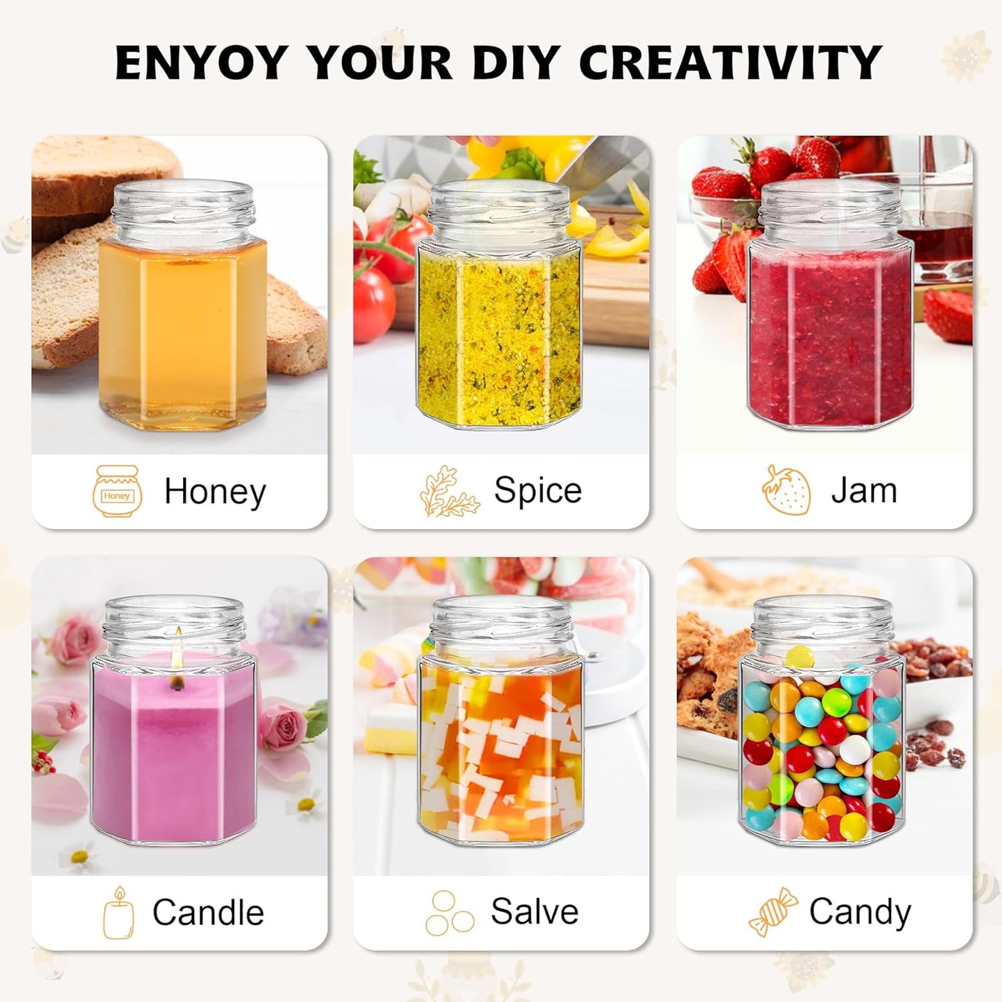 35 Pack 4 oz Mini Hexagon Glass Honey Jars with Dippers, Gold Lids, Bee Stickers, Bee Charms, Gift Bags & Jute– Empty Small Honey Jars for Party Favors Bulk, Ideal for Baby Showers ＆ Weddings