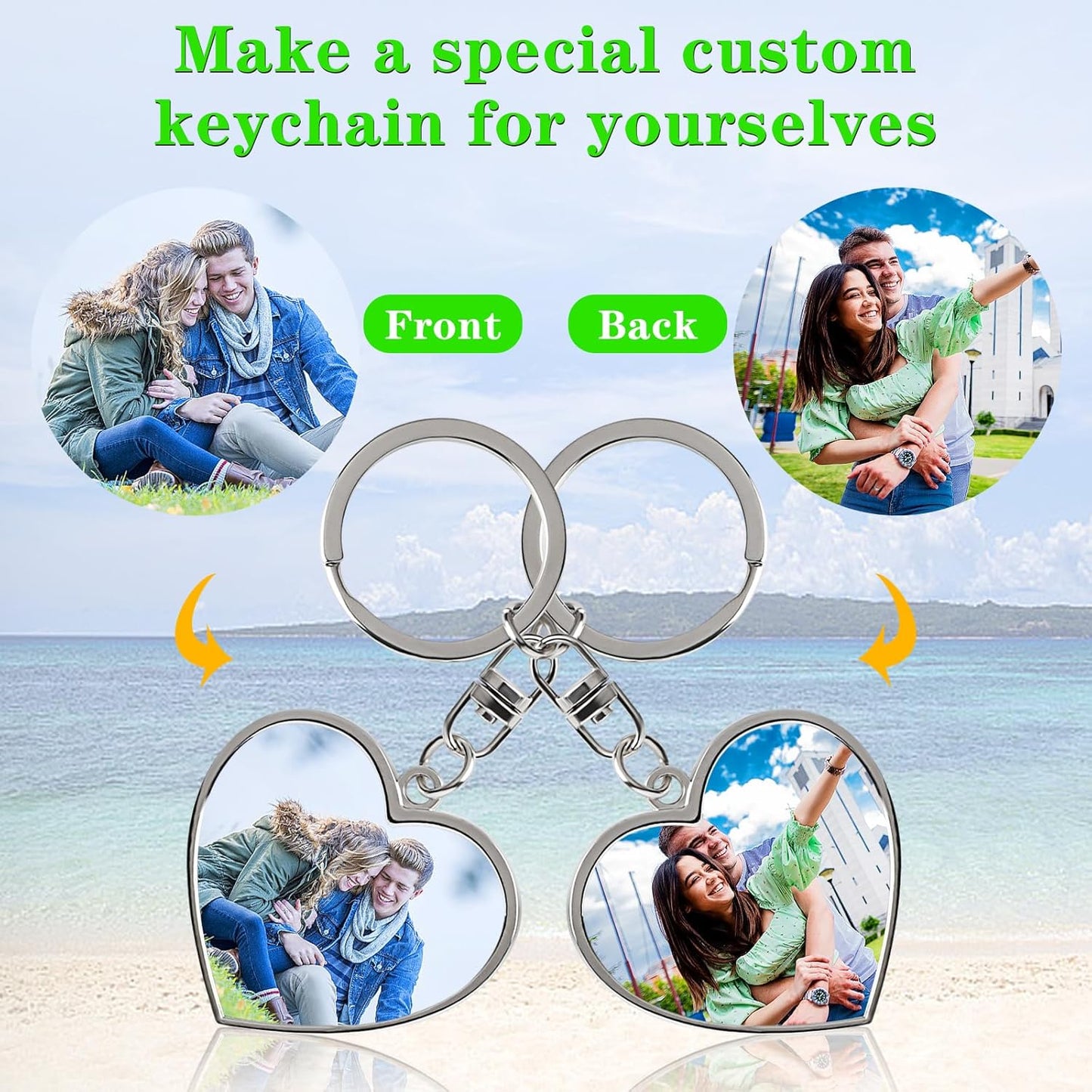 Double Side Custom Keychain with Picture Personalized Engraving Photo Text Customized Gifts for Men Women