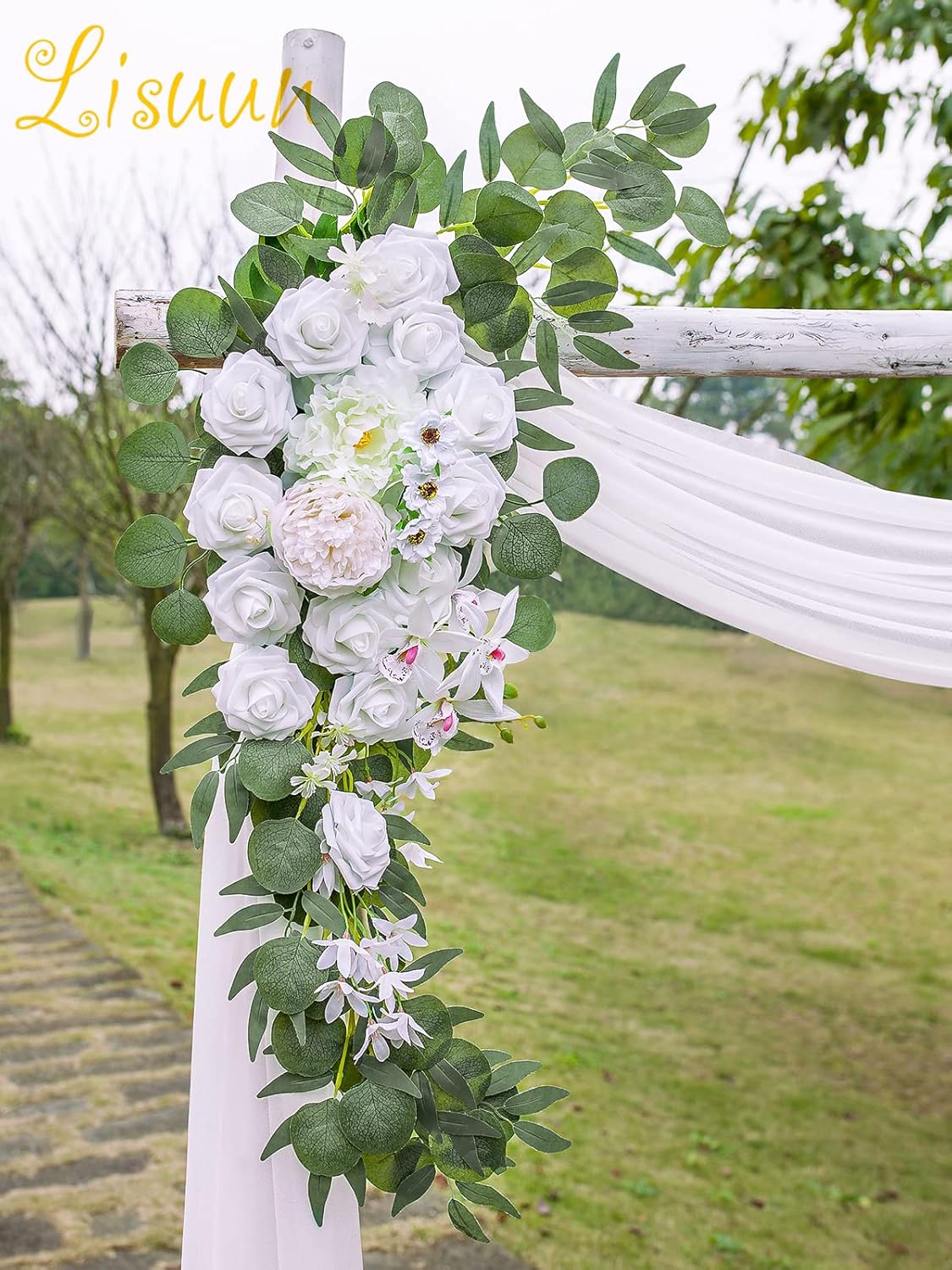 Wedding Arch Flowers, Artificial Flowers for Decoration, Large Flower Swag for Boho Styles Wedding Ceremony Floral Decor - Pack of 2