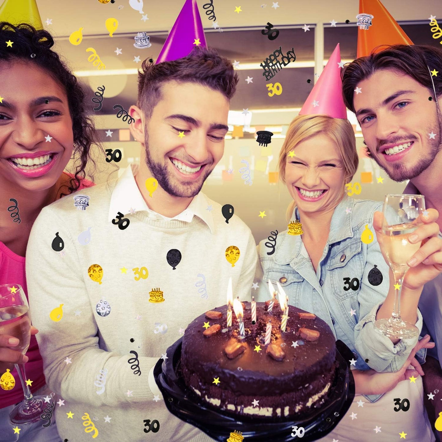 3000 Pieces 30th Birthday Confetti Number Foil Balloon 30 Table Confetti Scatters Birthday Cake Metallic Decorations for Anniversary Wedding Party