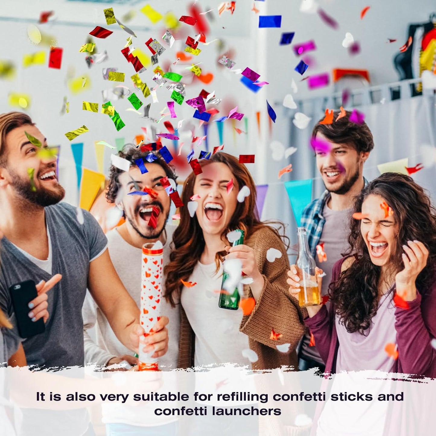 Metallic glitter Confetti Paper - Color Flame Retardant Foil Confetti Great for Birthday Parties,Concerts,Celebrations,Weddings,Confetti Party,Graduation Ceremonies & More (2.2)