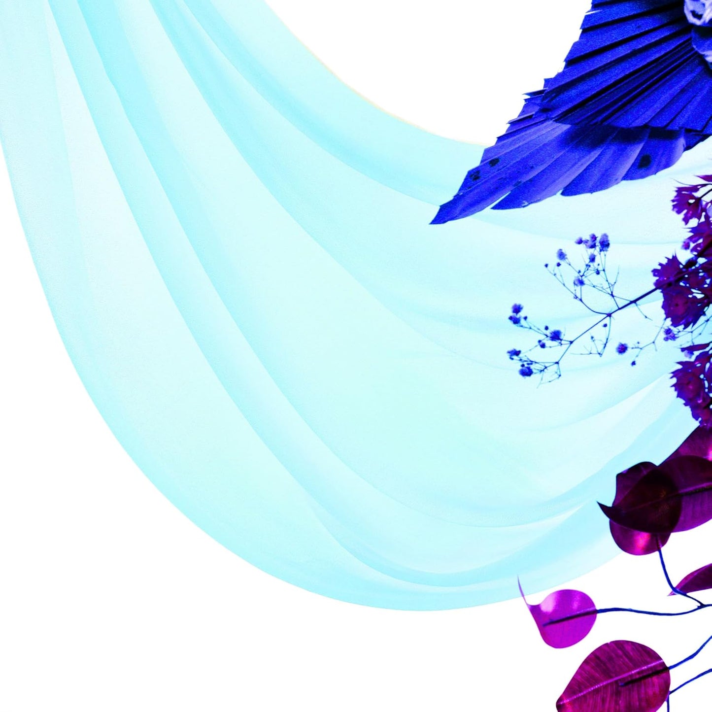 VDS Pack of 1 Panel (30 Inch X 50 Feet) Wedding Arch Draping Fabric Sheer Chiffon Fabric Drapery for Wedding Ceremony Reception Swag Backdrop Canopy Chuppah ARBO Altars Decoration (Teal)