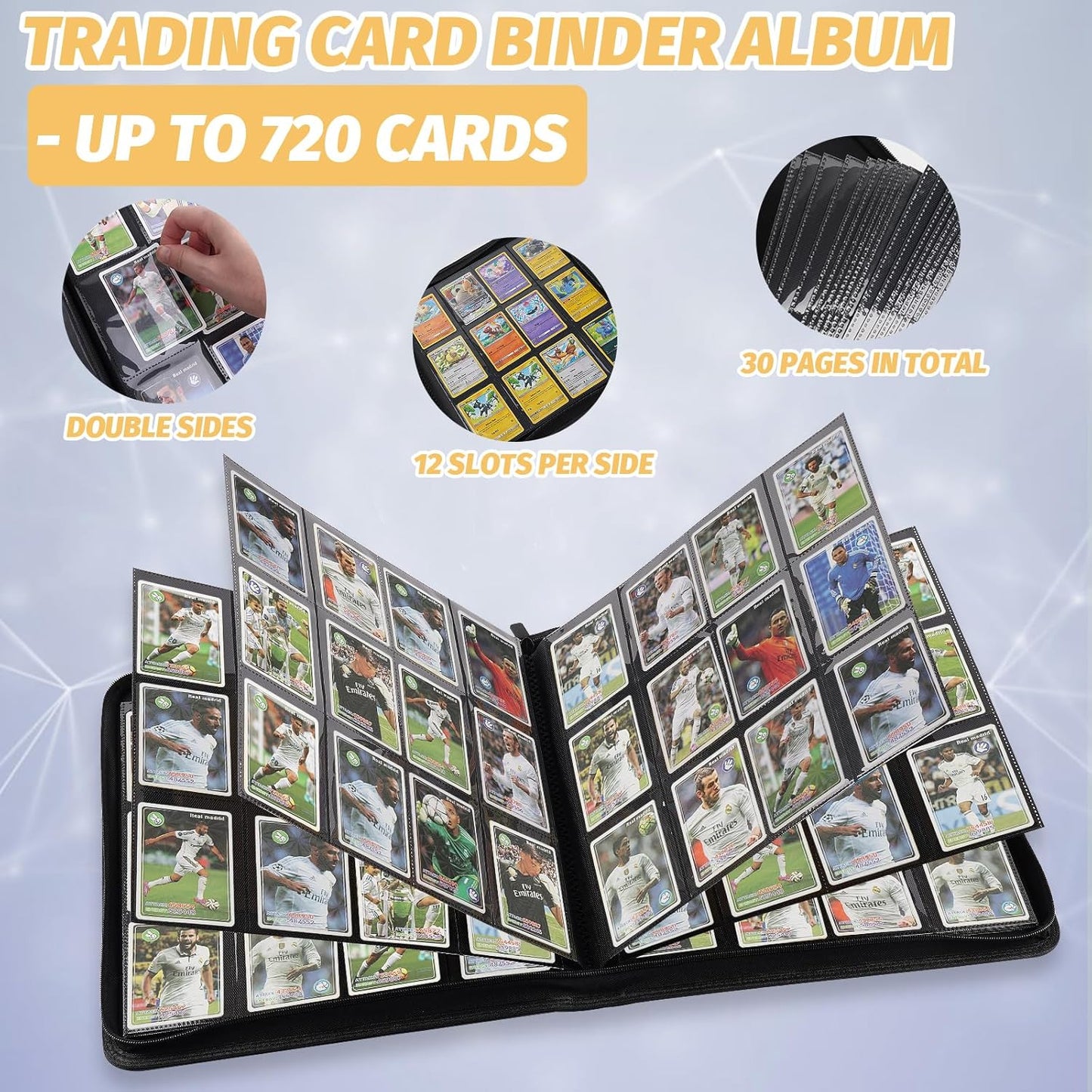 Trading Card Binder 12 Pocket, 720 Pockets Card Binders, Card Collection Binder, Card Album Folder for MTG, TCG, Sports Cards, Game Cards (Red)
