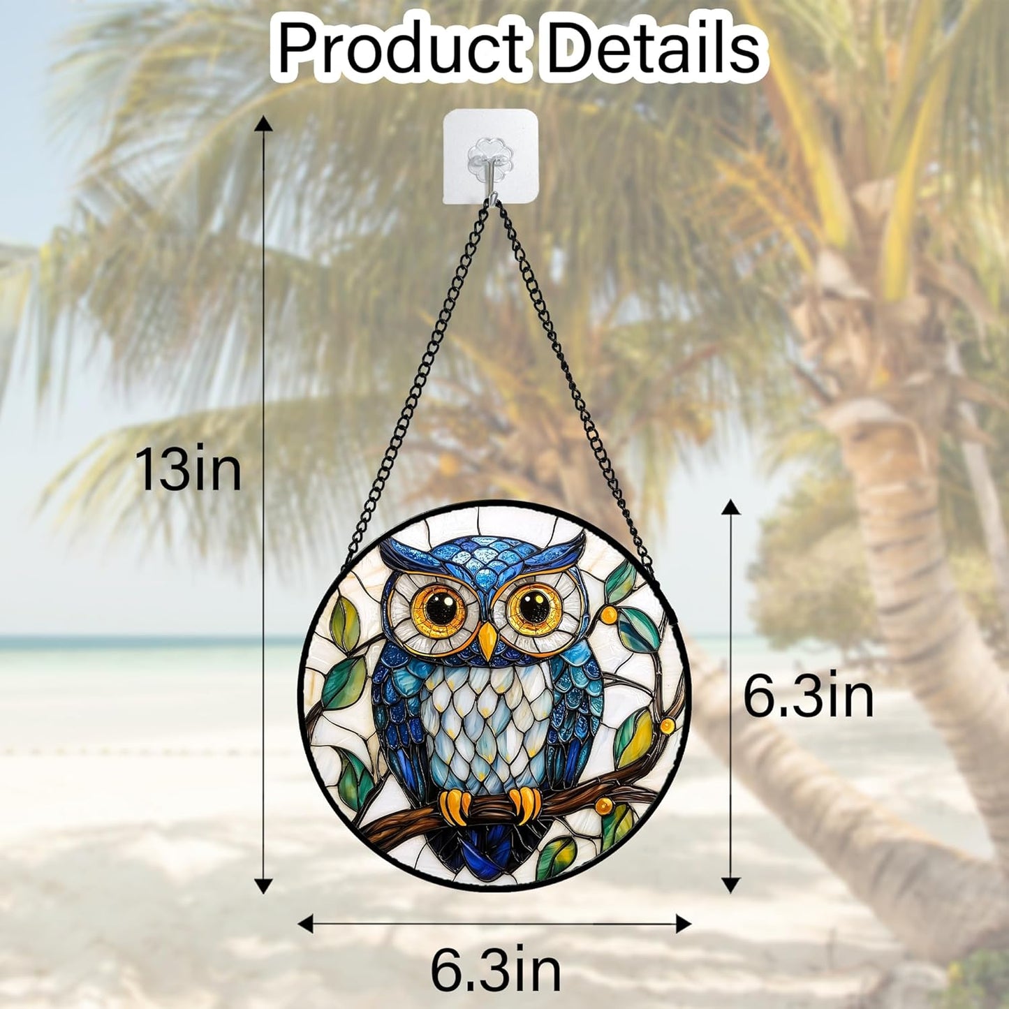 Stained Glass Window Hanging, Owl Gifts for Women Sun Catchers Diamond Glass Panel Hangings Birds Suncatcher Decor for Birthday for Women, Men, Wife, Aunt, and Mom 6.3 in