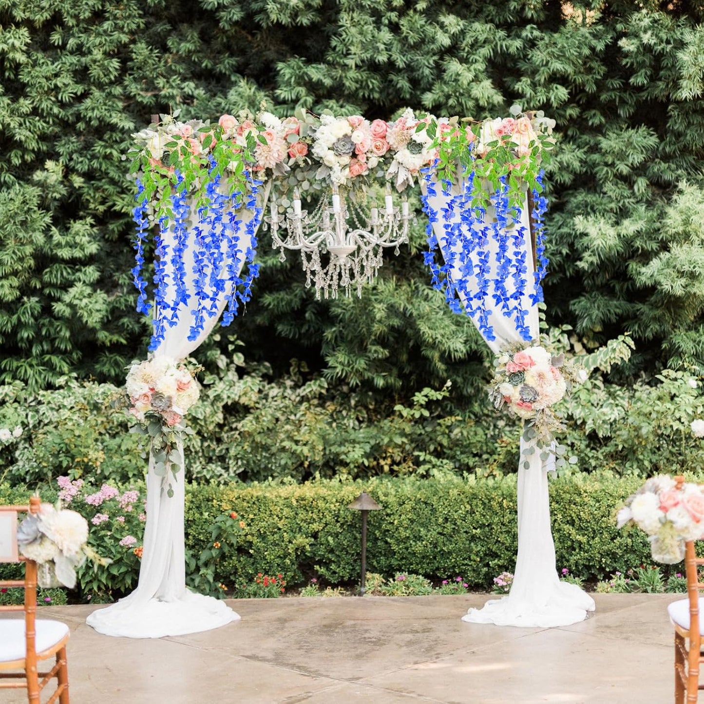 5 Pack Royal Blue Wisteria Hanging Flowers, 3.44 Ft Fake Hanging Flowers, Artificial Wisteria Garland Vines for Wedding Room Backdrop Outdoor Patio Garden Decoration