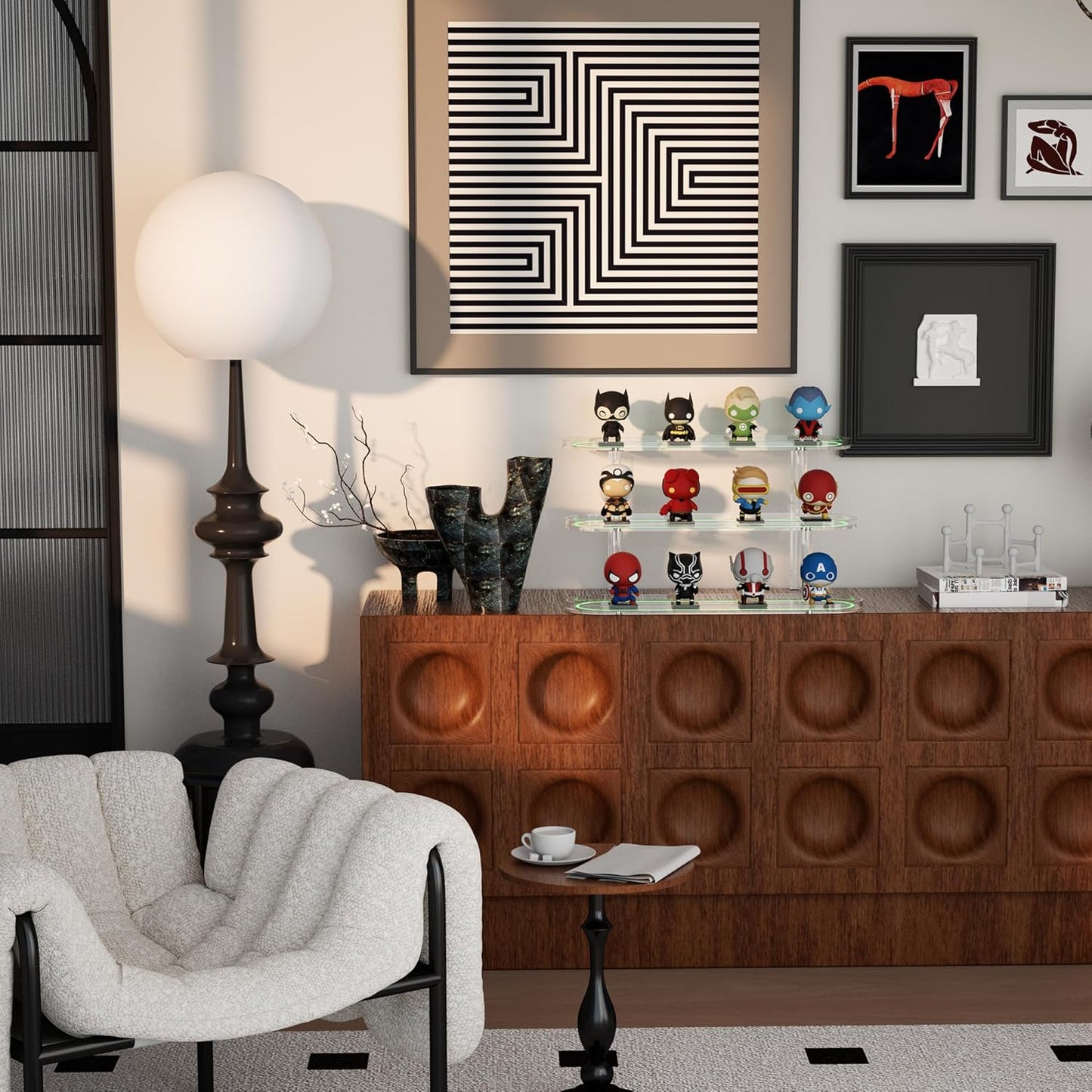 Acrylic Riser Display Shelf for 𝐚𝐦𝐢𝐢𝐛𝐨 Funko-POP Figures, Floating Shelves Display Ledge for Organizer and Decoration, Collectibles Display Stands Showcase, Glowing at night