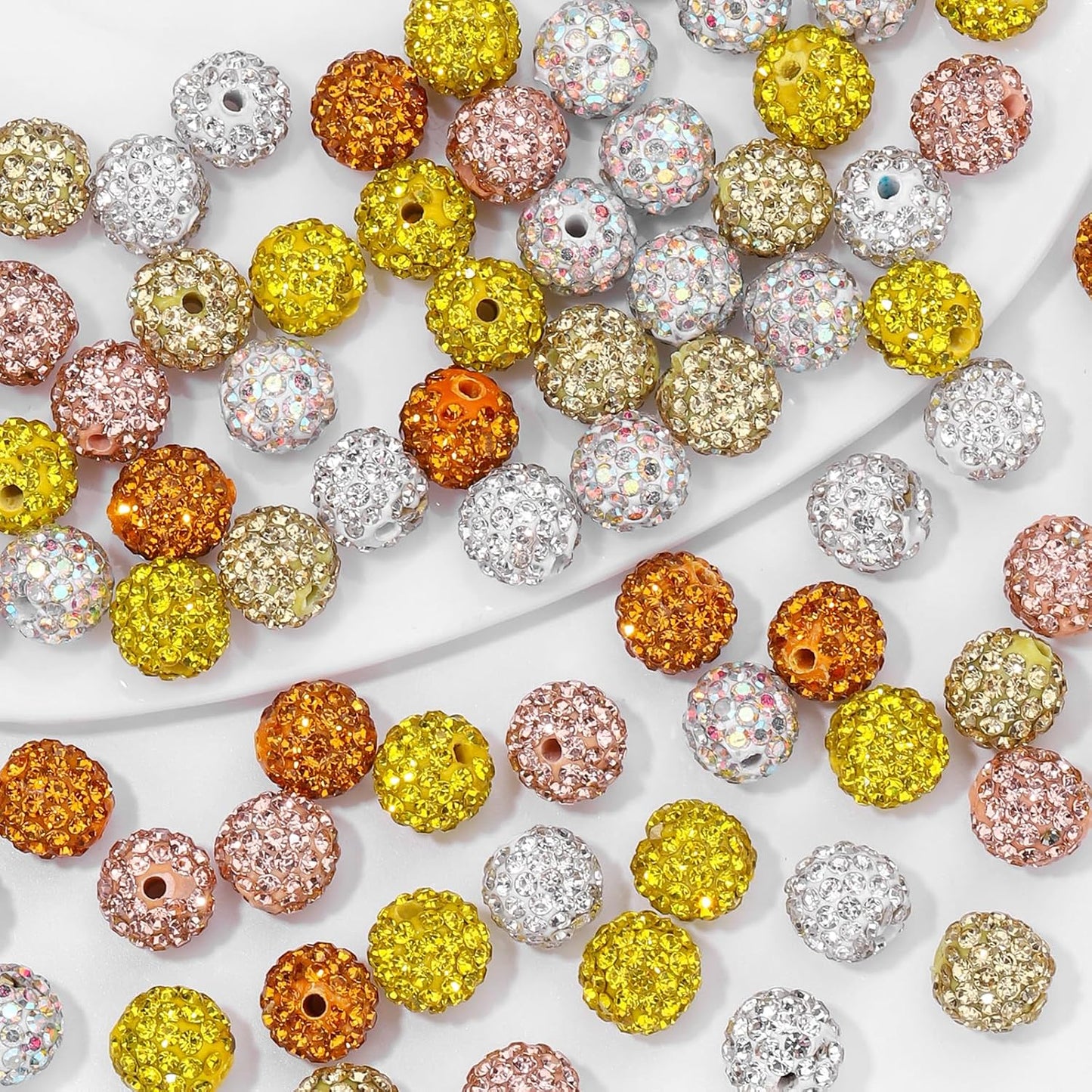 Novani 240pcs 10mm Gold Yellow Round Rhinestone Beads for Jewelry Making, DIY Bracelet, Necklace, Earring, Christmas Decoration