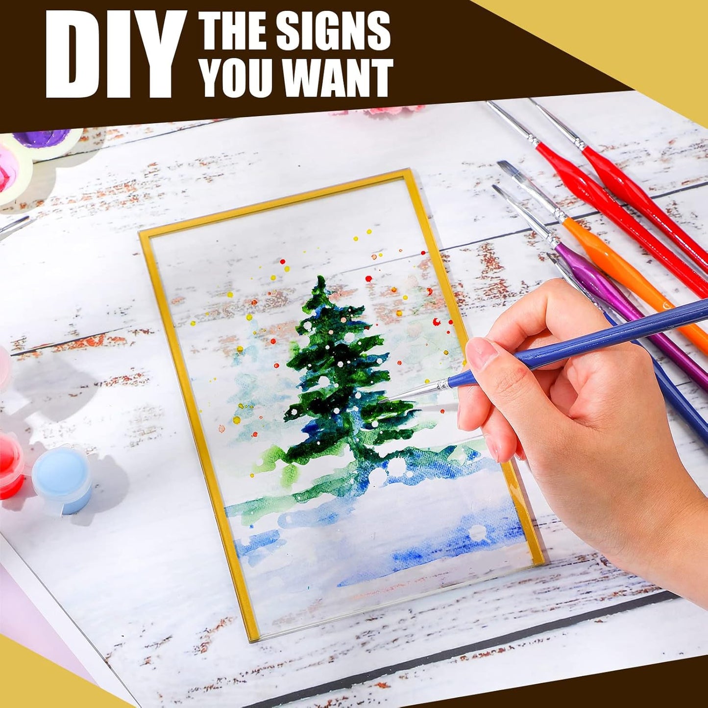 Blulu 12 Pack Acrylic Sign Holder Double Sided Picture Frame Wedding Table Number Stands with Border and Vertical Clear Display Menu Holders for Wedding Party Restaurant(4 x 6 Inch,Gold)