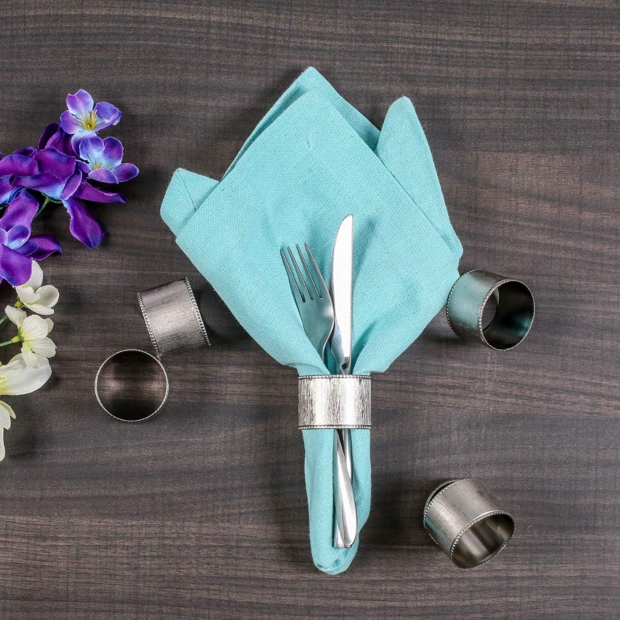 Silver Napkin Rings-12-Piece Set of Premium 100% Metal Rust-Resistant Décor - Handcrafted French-Style Metal Holders 2" for Thanksgiving, Christmas, Parties & Everyday Dining - ALPHA Living HOME