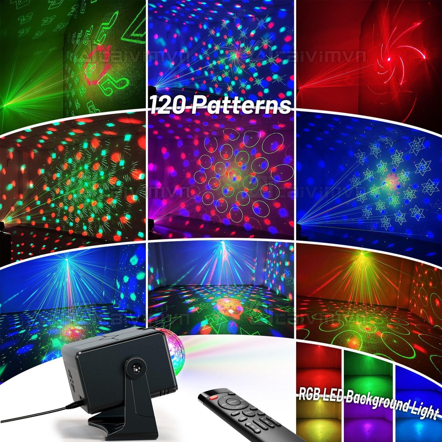 Party Lights Dj Disco Light Disco Ball Stage Strobe Lights LED Projector Sound Activated with Remote Control for Parties Xmas Club Bar Gift Birthday Rave Christmas Home Room Decoration