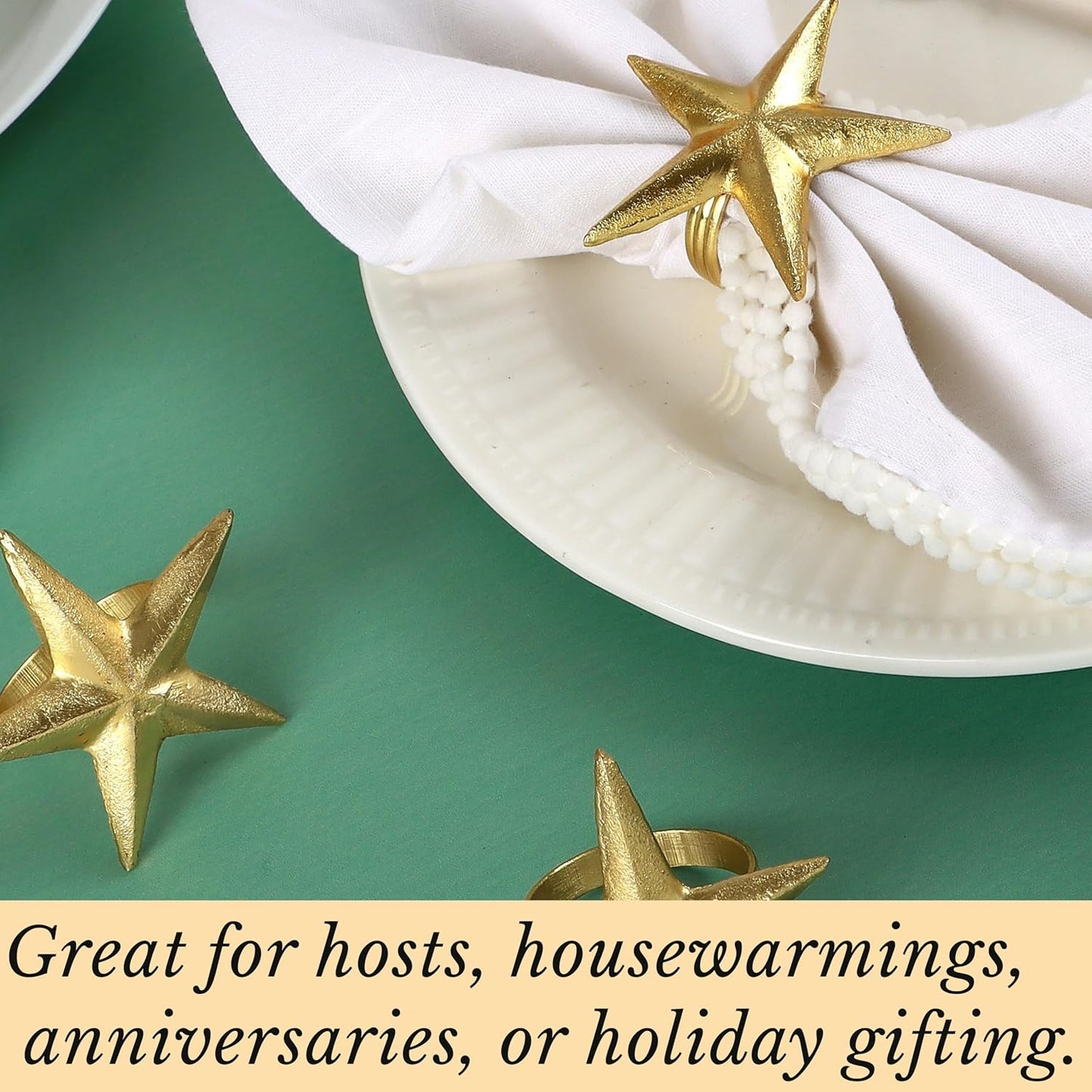 Napkin Rings Set of 12, Star Shaped Napkin Holder, Metal Serviette Rings, Gold Napkin Rings, Farmhouse Table Accessories for Dining Table, Weddings, Parties & Home Décor, Durable - ALPHA Living HOME