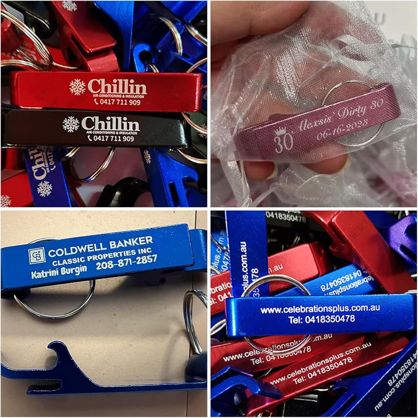 30pcs Personalized Bottle Opener Keychain Bulk Custom Engraved Text/Logo Keychains Customized Beer Bottle Opener for Bar, Graduation,Party,Wedding Favors Gift (30pcs)