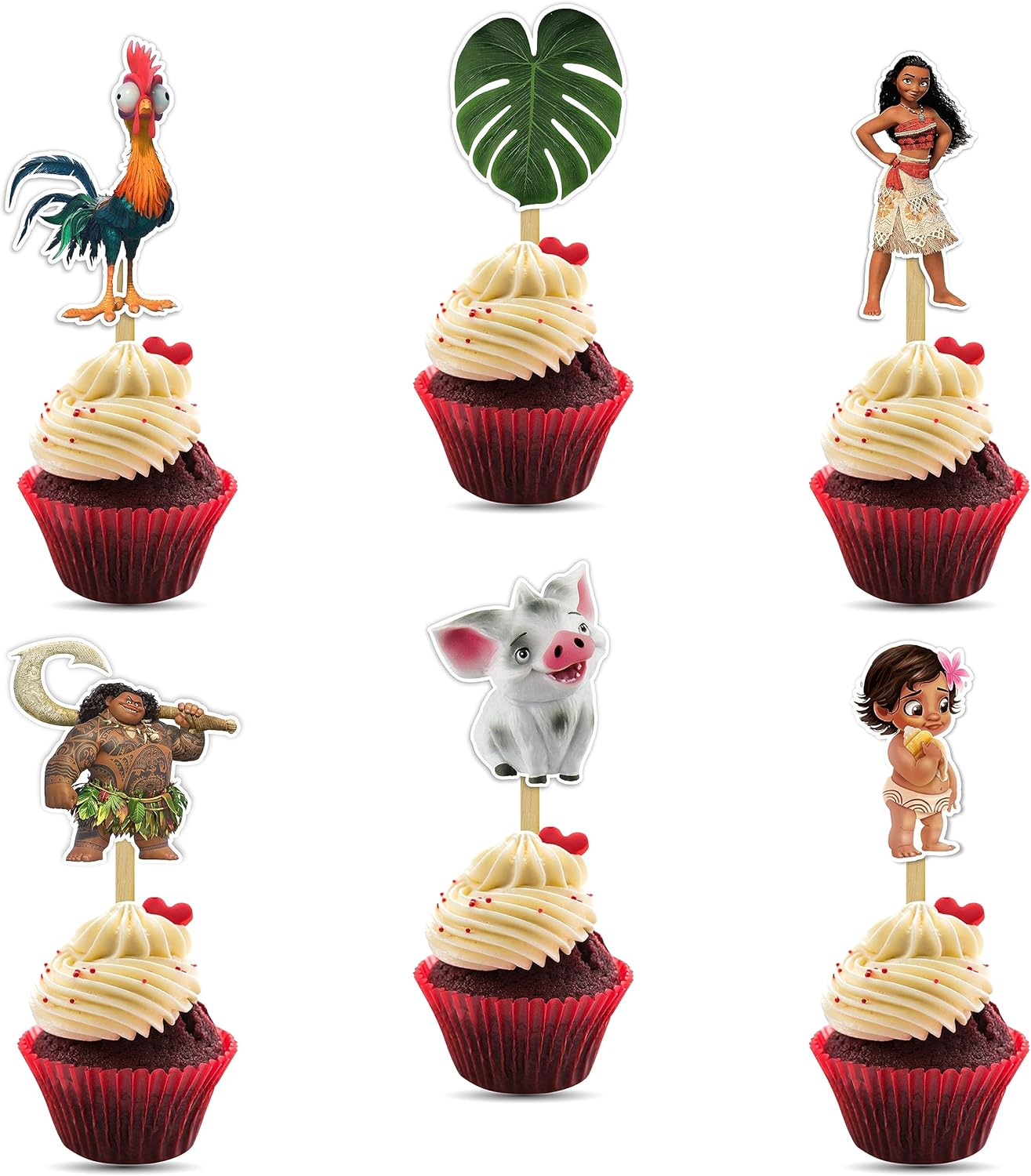 Mna Cupcake Toppers –Tropical Island Cupcake Toppers – Birthday Cake Decorations | Ocean Adventure Party Supplies for Mna Themed Celebrations & Festivities