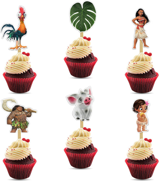 Mna Cupcake Toppers –Tropical Island Cupcake Toppers – Birthday Cake Decorations | Ocean Adventure Party Supplies for Mna Themed Celebrations & Festivities