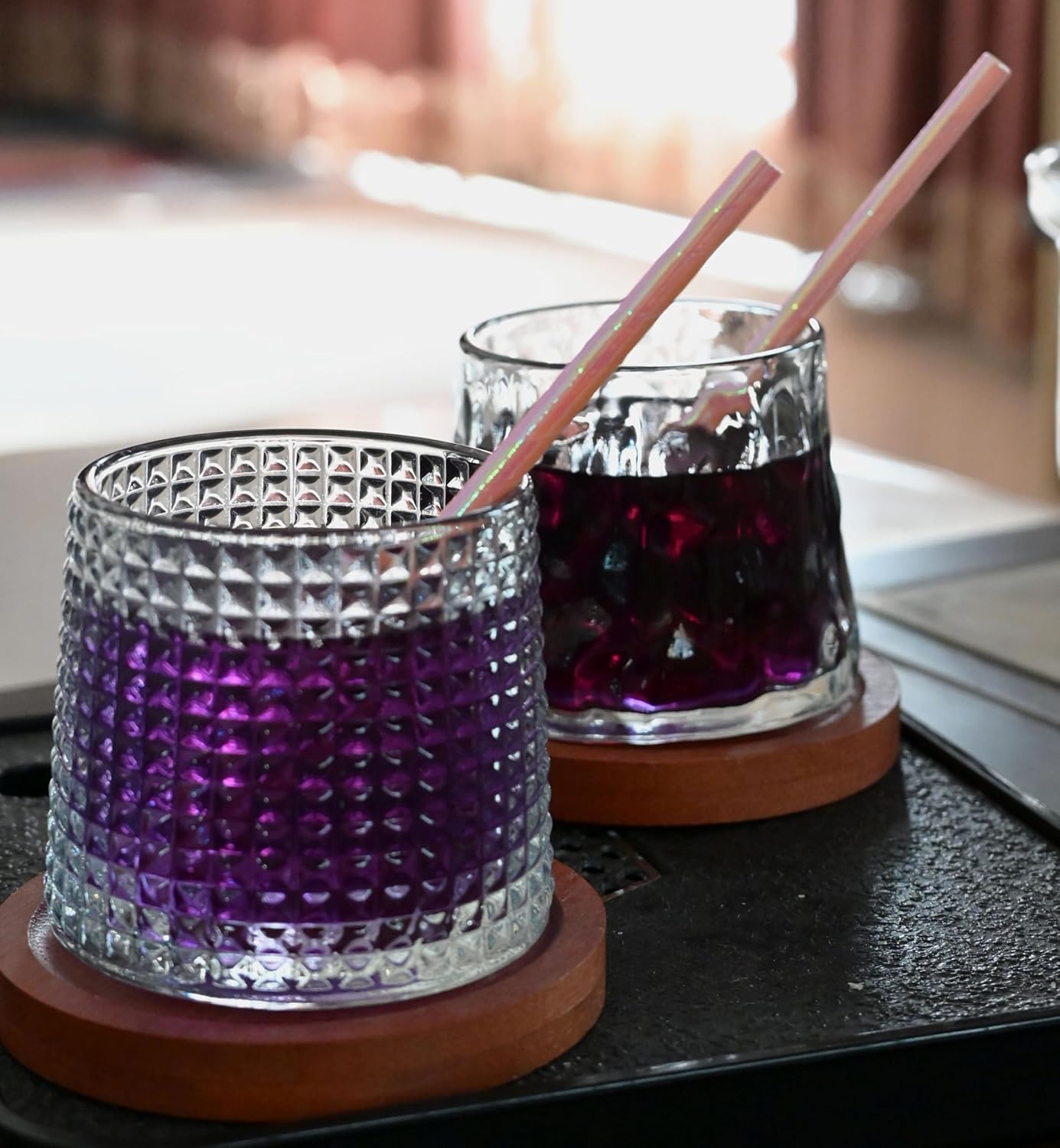 Short Paper Cocktail Straws Disposable, Iridescent Pink - 5.75 Inch Sip Stirrers, Drinking Straw for Wedding, Birthday Party,Bar, Restaurants