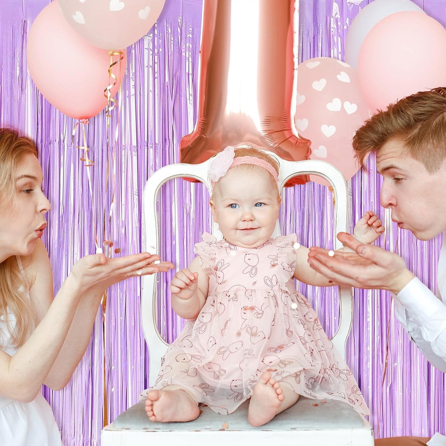 10 Pack Purple Foil Curtain Backdrop 3.2ft x 8.2ft Macaron Tinsel Foil Fringe Curtains Streamer Photo Booth Backdrop for Birthday Party Baby Shower Engagement Wedding Holiday Decor (Macaron Purple)