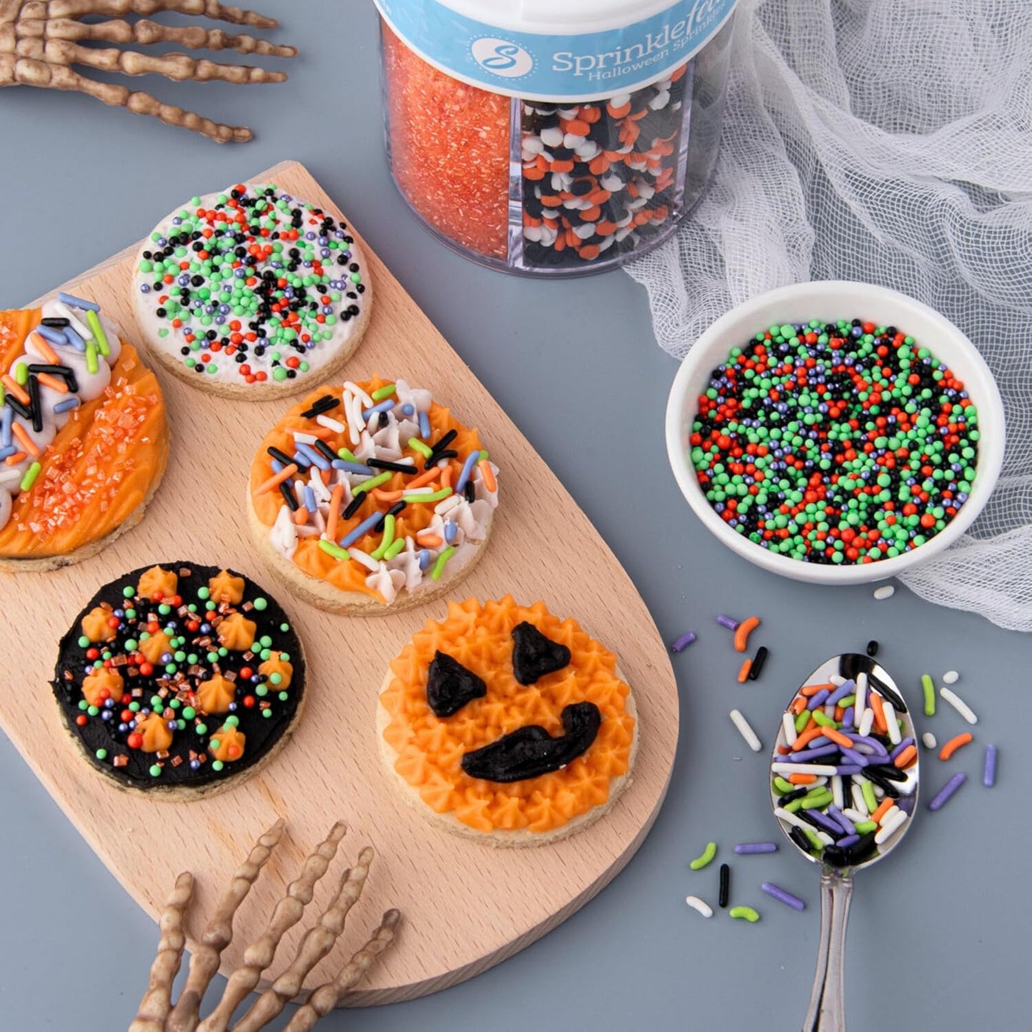 Sweets Indeed Halloween 6-Cell Sprinkle Jar – 6 Variety Sprinkle Compartments | Edible Cake Decorations for Cupcakes, Cookies, Cakes & Desserts | 6.45 oz